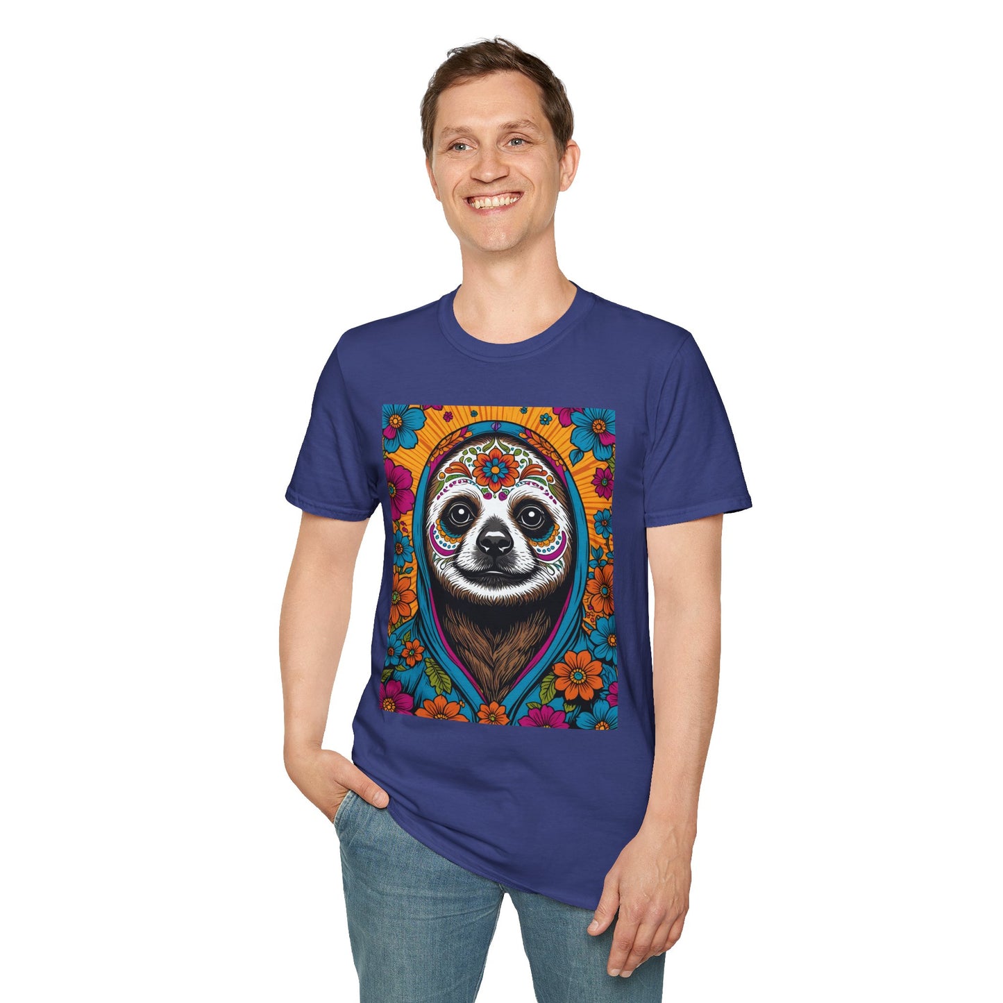 Psychedelic Sloth T Shirt Trippy Animal Graphic Tee Colorful Festival Top Gift for Sloth Lovers
