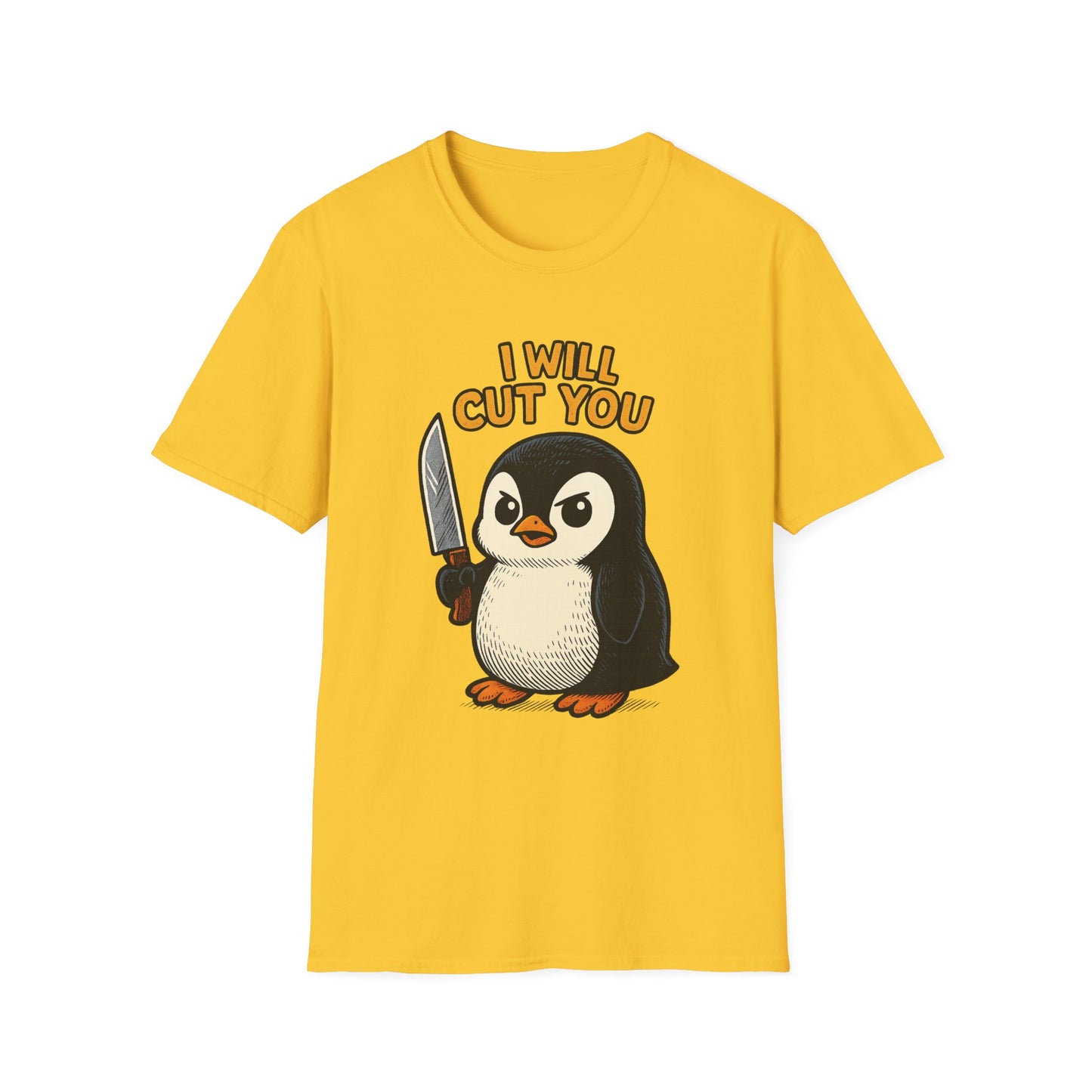Angry Penguin Knife Shirt – Funny Animal Graphic Tee, Sarcastic Gift for Introverts, Cute but Deadly Humor Shirt