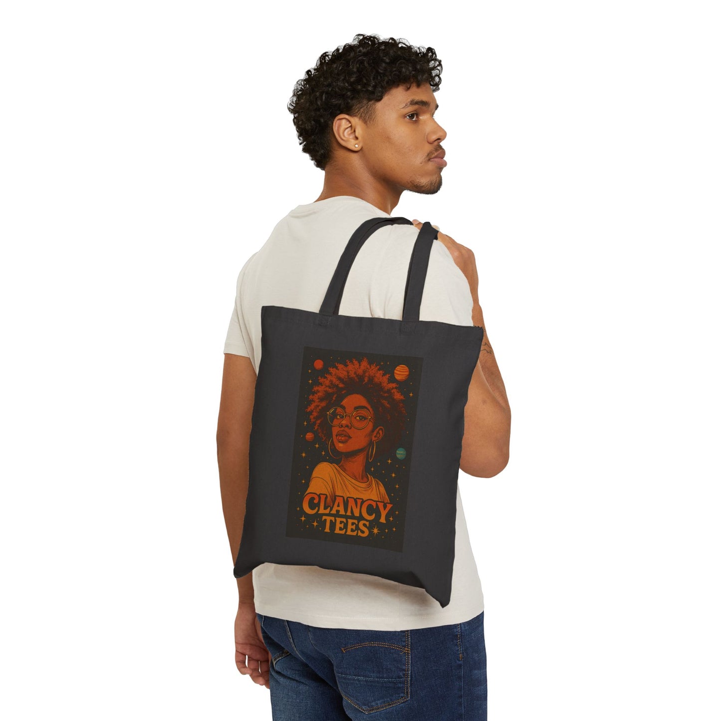 Afrofuturist Tote Bag Cosmic Canvas Bag Astrology Inspired Carryall With Bold Black Girl Magic Artwork And Celestial Design For Everyday Use