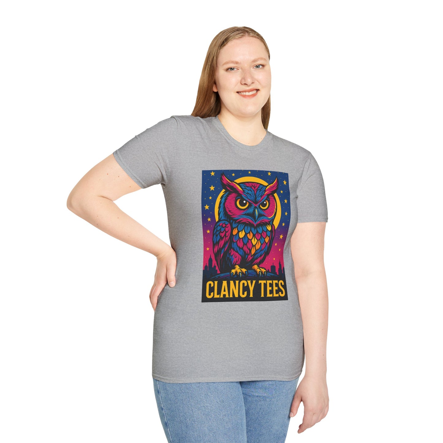 Psychedelic Owl Shirt with Stars and Moon | Trippy Forest Animal Tee | Gift for Night Owls and Weirdos | Bold Colorful Nature Graphic Tee