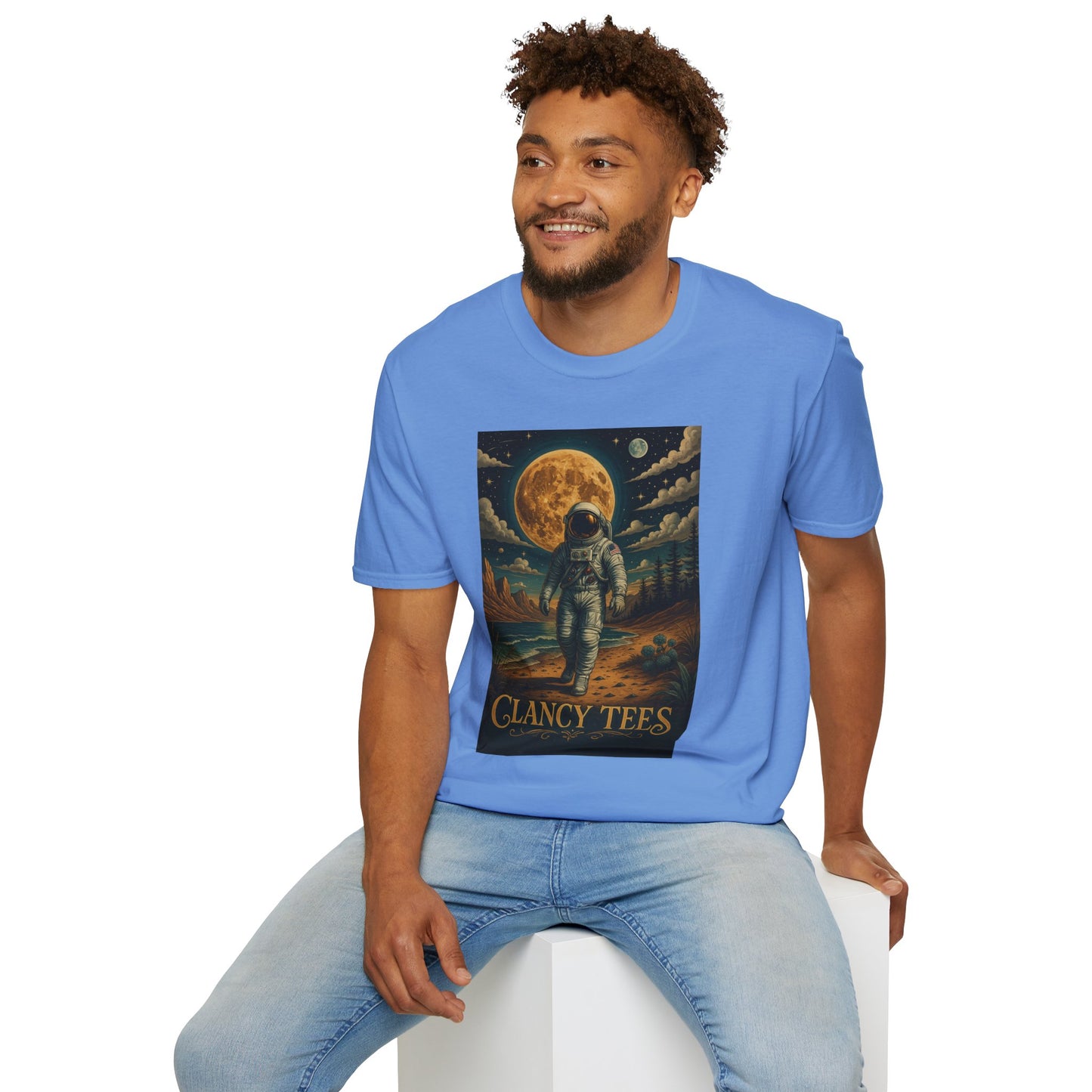 Astronaut Adventure Unisex Softstyle T-Shirt | Cosmic Space Shirt, Graphic Tee for Space Lovers, Gift for Nerds, Casual Wear