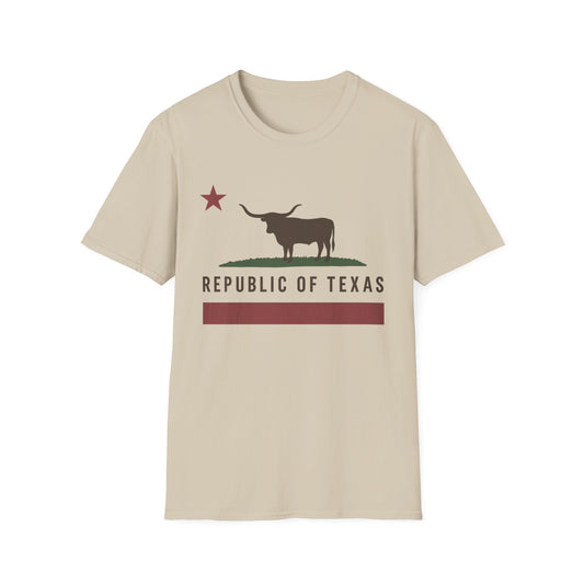 Republic of Texas Shirt Vintage Texas Flag Tee with Longhorn Graphic Gift for Texans State Pride T Shirt for Cowboys Ranch Lovers and Southern Heritage Fans