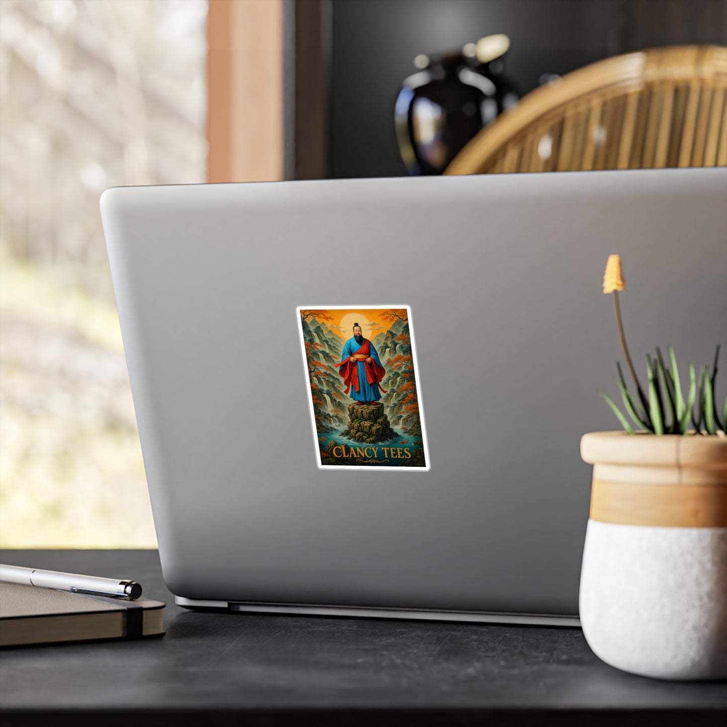 ClancyTees Ancient Warrior Sticker – Kiss Cut Vinyl Decal, Bold Graphic Art, Fantasy Aesthetic, Gift for Collectors