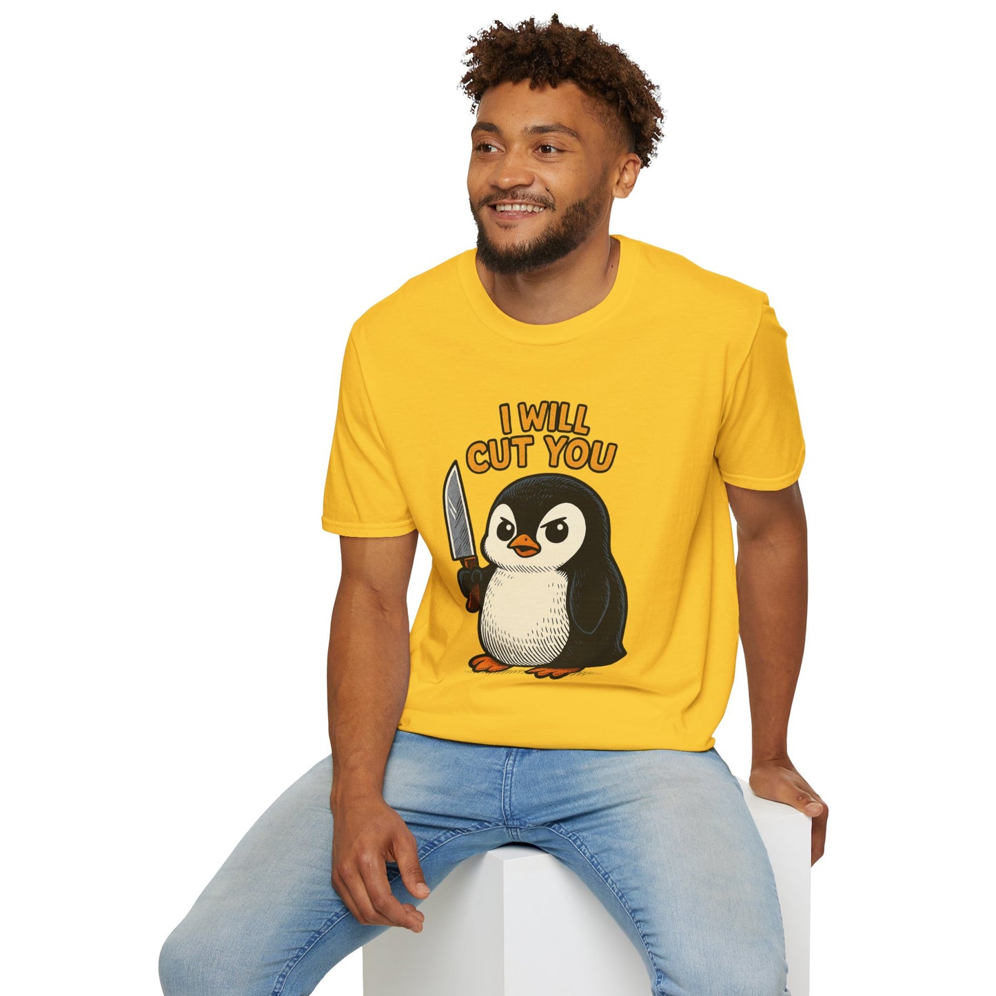 Angry Penguin Knife Shirt – Funny Animal Graphic Tee, Sarcastic Gift for Introverts, Cute but Deadly Humor Shirt