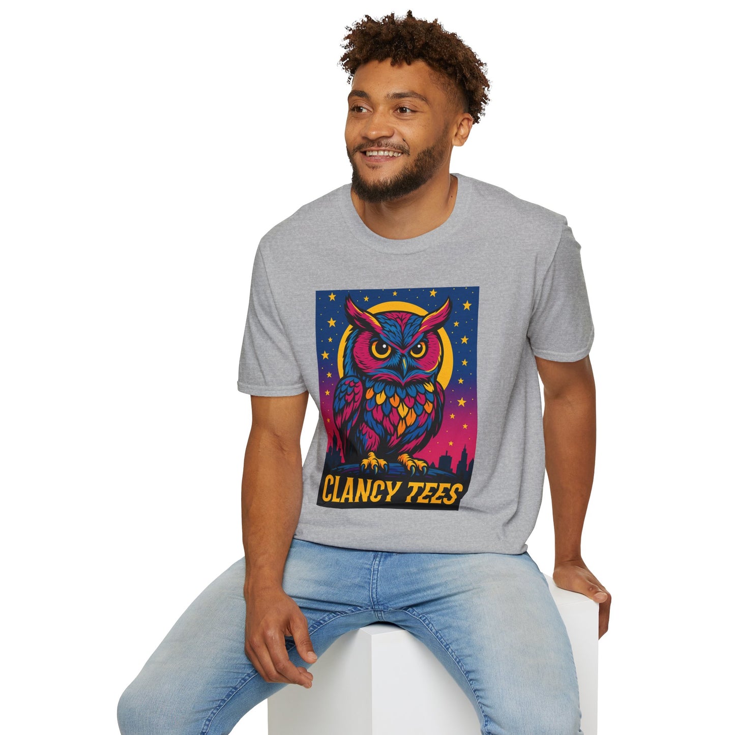 Psychedelic Owl Shirt with Stars and Moon | Trippy Forest Animal Tee | Gift for Night Owls and Weirdos | Bold Colorful Nature Graphic Tee