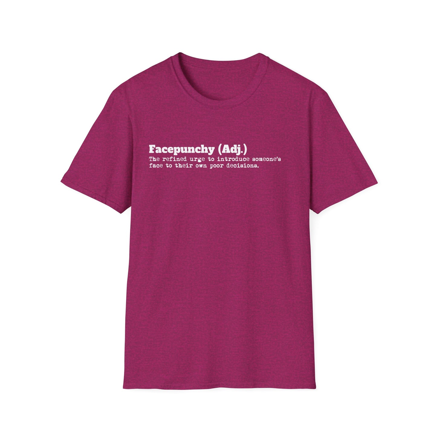 Facepunchy Definition T-Shirt Sarcastic Text Tee Funny Dictionary Shirt for Snarky People Gift for Coworkers with Attitude Passive Aggressive Humor