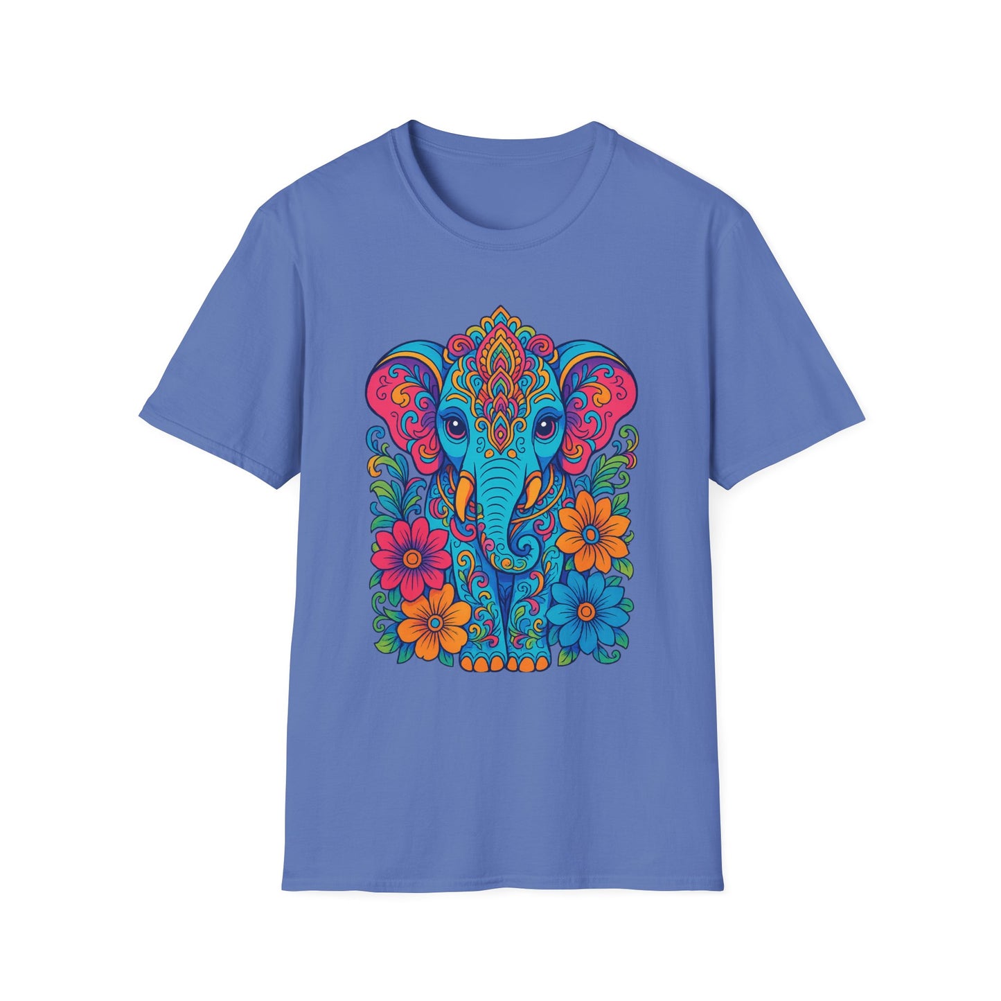 Colorful Elephant Shirt Trippy Boho Floral Art Tee Gift for Yoga Lovers Psychedelic Animal Fans and Free Spirits Who Rock Vibrant Festival Style