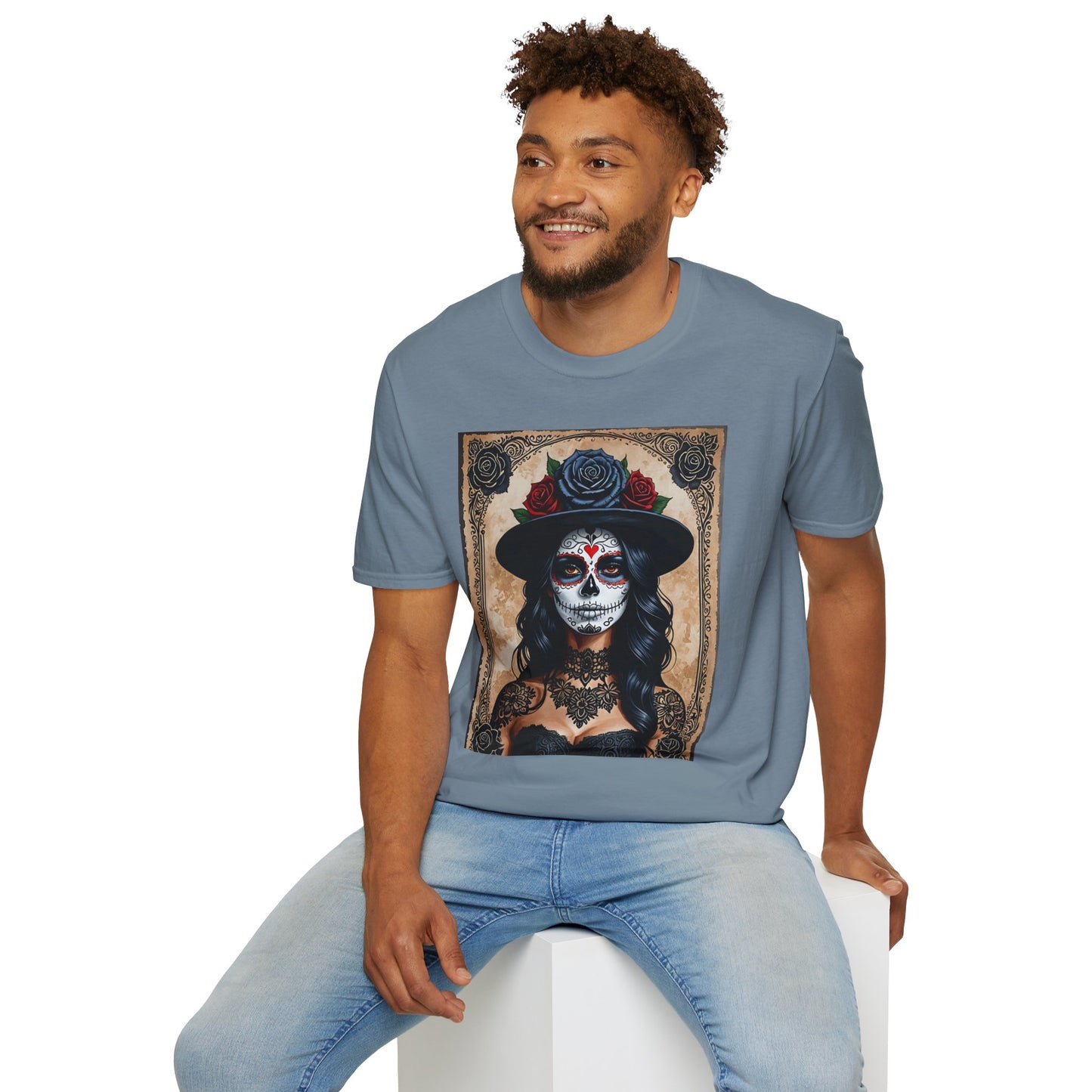 Sugar Skull T-Shirt – Gothic Calavera Tattoo Art Tee – Gift for Skull Collectors, Tattoo Lovers, and Dark Aesthetic Fans