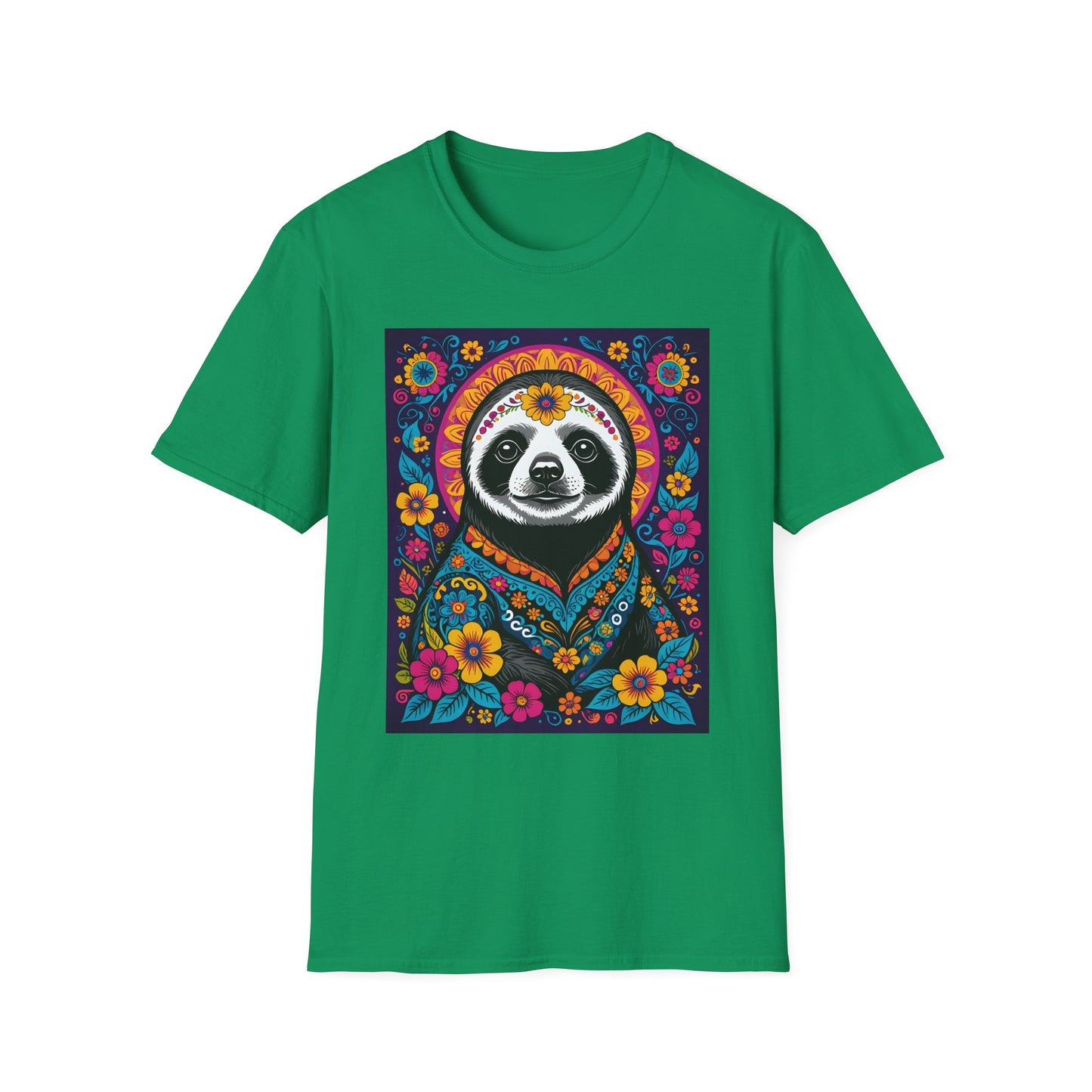 Psychedelic Sloth T Shirt Boho Animal Graphic Tee Trippy Festival Top Gift for Sloth Lovers