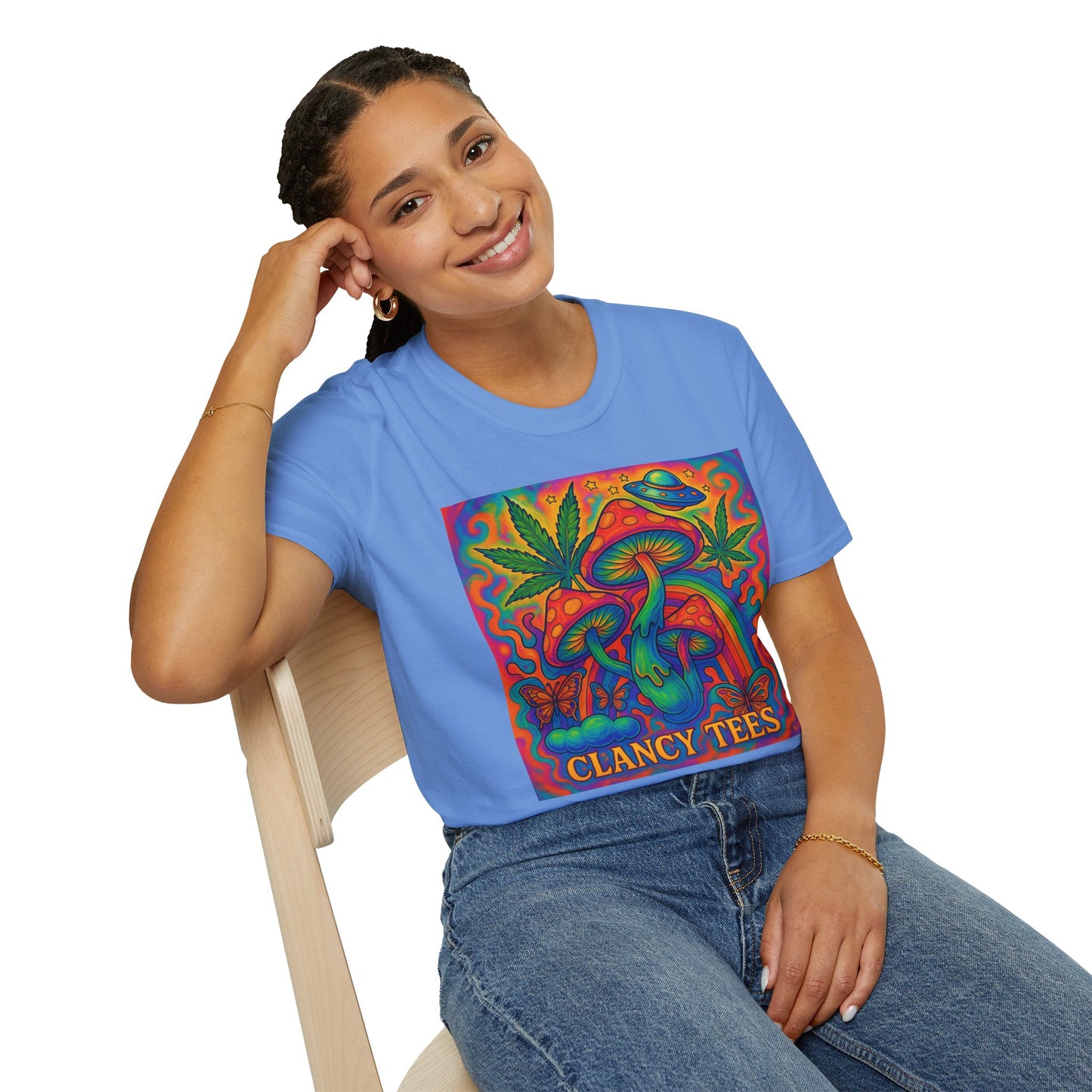 Colorful Psychedelic T-Shirt, Fun Graphic Tee for Music Festivals, Unique Gift for Friends, Retro Style Shirt, Unisex Softstyle Tee