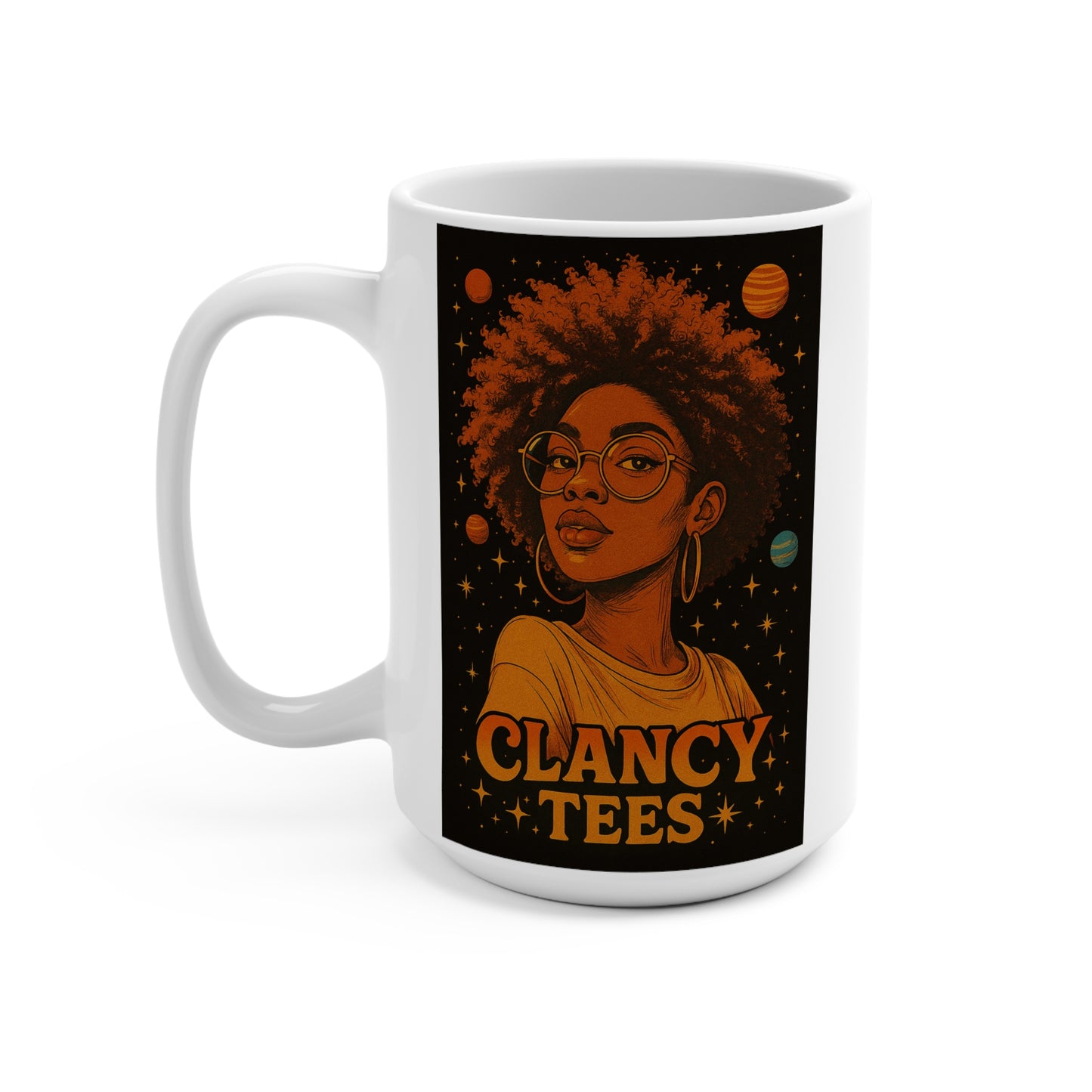 Afrofuturist Coffee Mug 15oz Ceramic Cup Black Girl Magic Cosmic Drinkware Astrology Inspired Galaxy Art For Morning Coffee Tea And Hot Beverages
