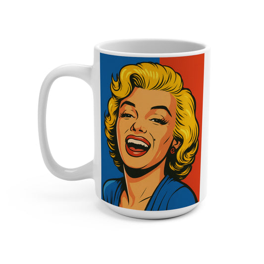 Retro Pop Art Woman Mug Vintage Comic Style Coffee Cup Bold Ceramic Gift For Art Lovers