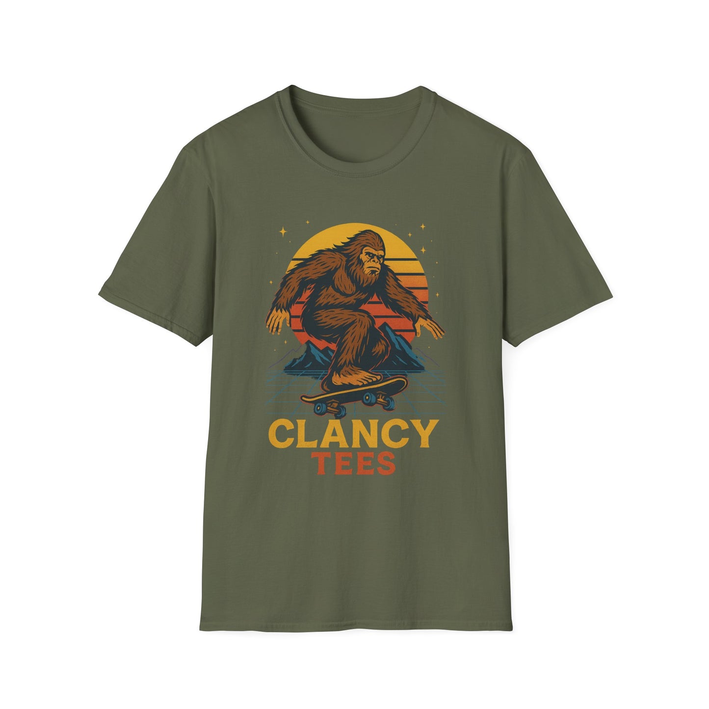 Bigfoot Skateboard Unisex T-Shirt, Retro Graphic Tee, Funny Gift for Skaters, Adventure Lovers, Summer Apparel, Men's and Women's Fashion