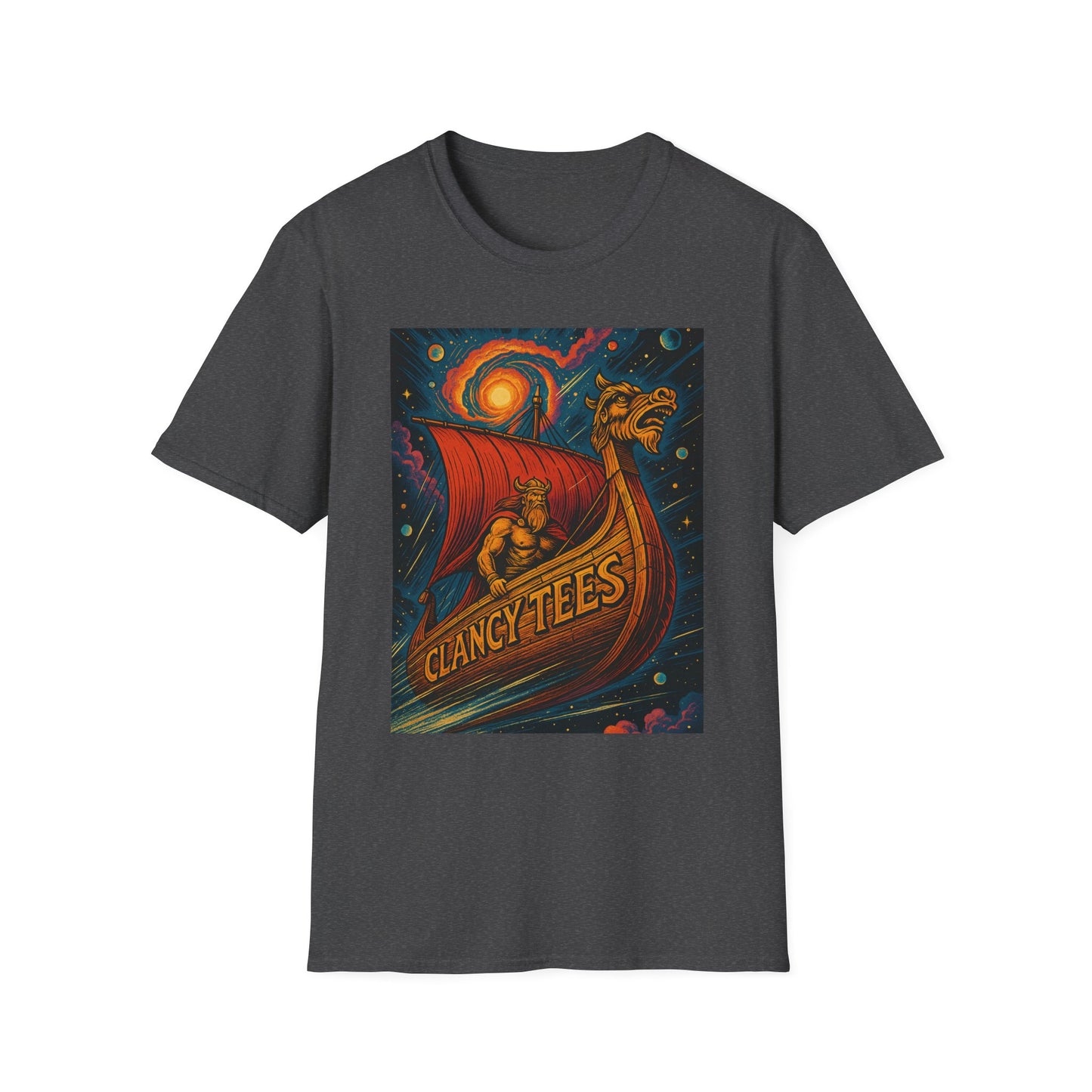 Viking Dragon Ship Shirt Norse Aesthetic Tee Mythology Graphic Gift for Fantasy Fans