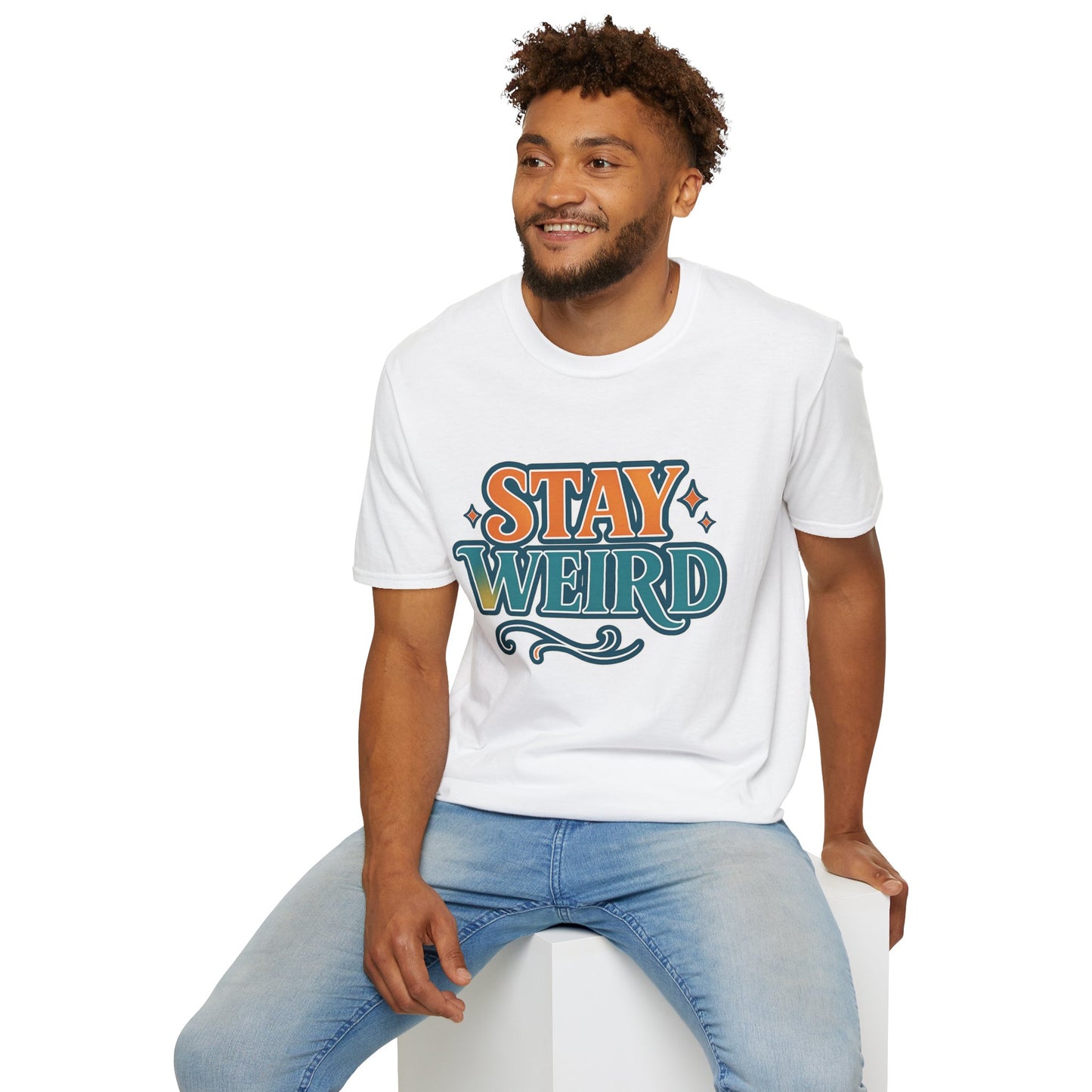 Stay Weird Unisex Softstyle T-Shirt - Fun Graphic Tee, Quirky Apparel, Gift for Friends, Casual Wear, Unique Style