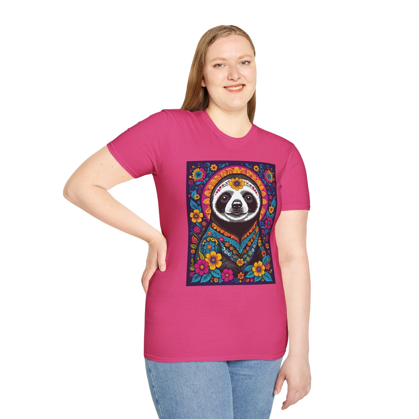 Psychedelic Sloth T Shirt Boho Animal Graphic Tee Trippy Festival Top Gift for Sloth Lovers
