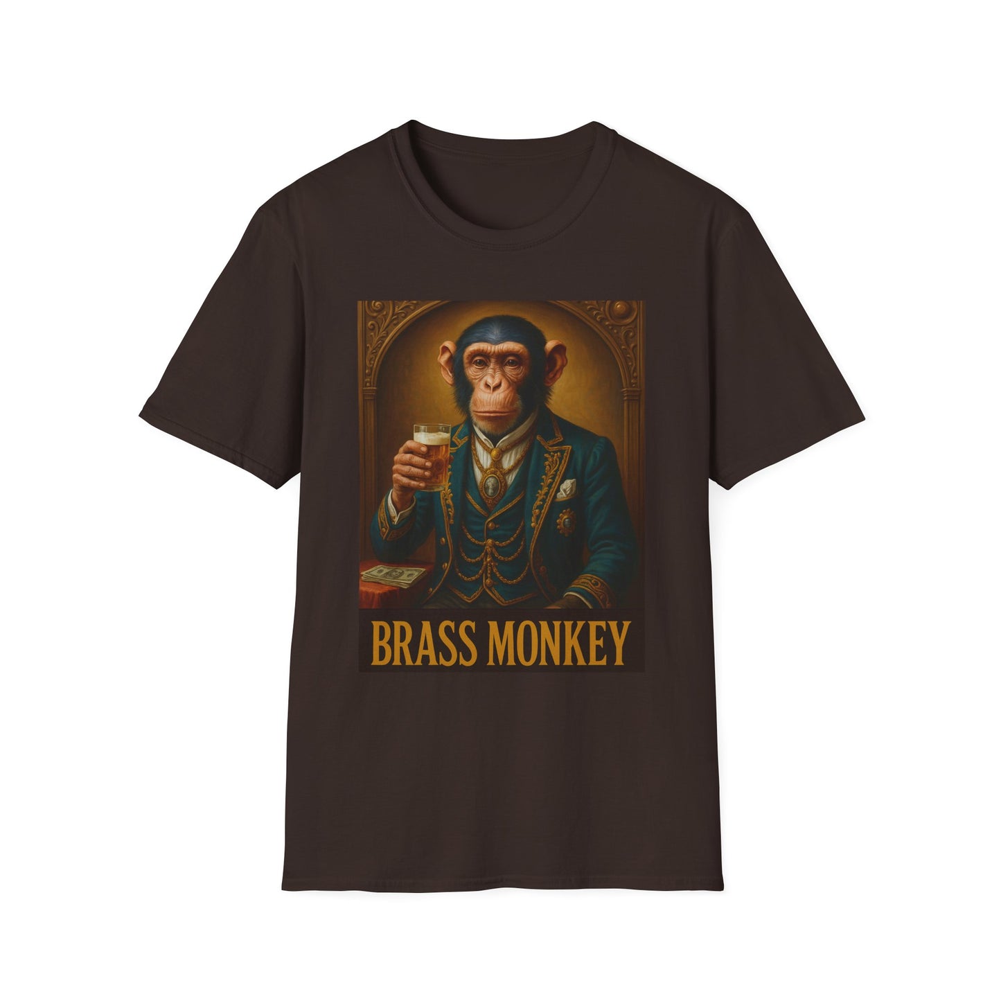 Brass Monkey T-Shirt Funny Retro Monkey Drinking Tee | Gift for Whiskey Lovers | Classy Drunk Humor Shirt | Animal Drinking Party Tee