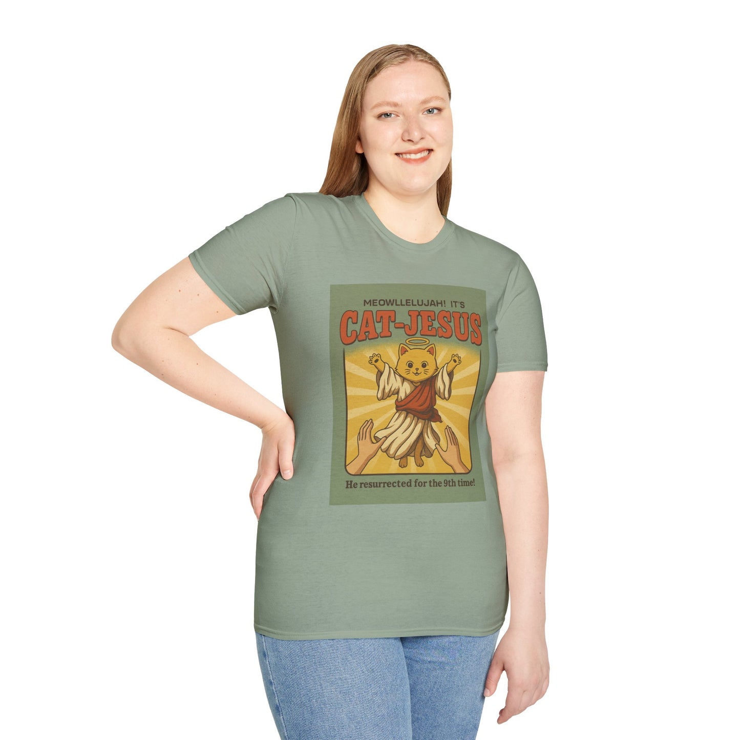 Cat Jesus Funny Resurrected Cat Shirt Meow Hallelujah Tee for Cat Lovers Faith and Felines Fans of Holy Humor and Nine Lives Resurrection Gags