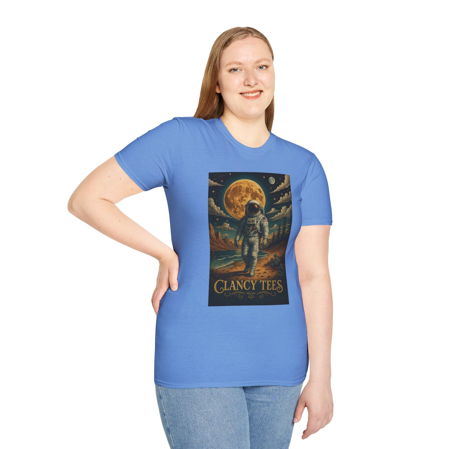 Astronaut Adventure Unisex Softstyle T-Shirt | Cosmic Space Shirt, Graphic Tee for Space Lovers, Gift for Nerds, Casual Wear