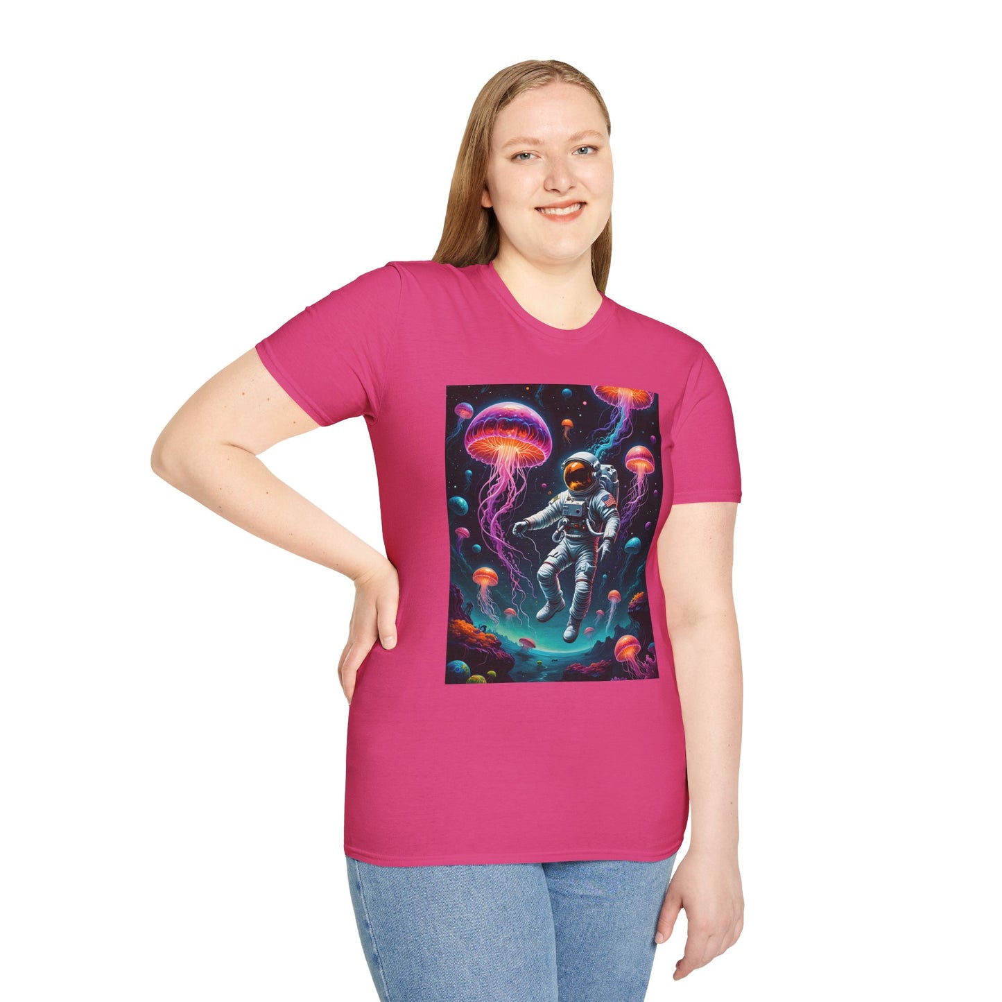 Cosmic Jellyfish T-Shirt, Astronaut Tee, Space Lover's Apparel, Unique Gift, Unisex Softstyle Shirt