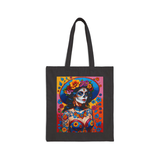 Vibrant Day of the Dead Tote Bag, Reusable Shopping Bag, Boho Art, Eco-Friendly Gift, Beach or Market Bag