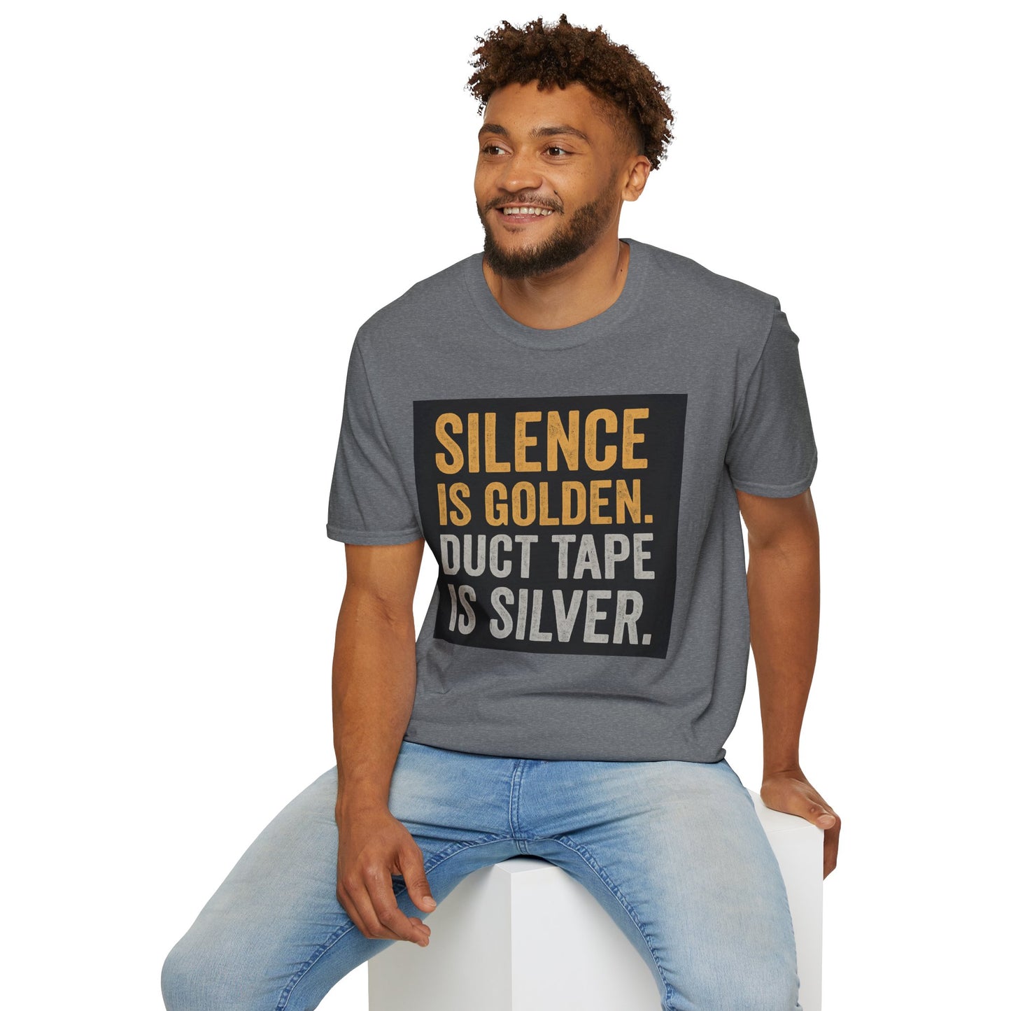 Funny Quote T-Shirt - Silence is Golden Duct Tape is Silver, Gift for Dad, Birthday Gift, Humorous Tee, Unisex Apparel, Casual Wear