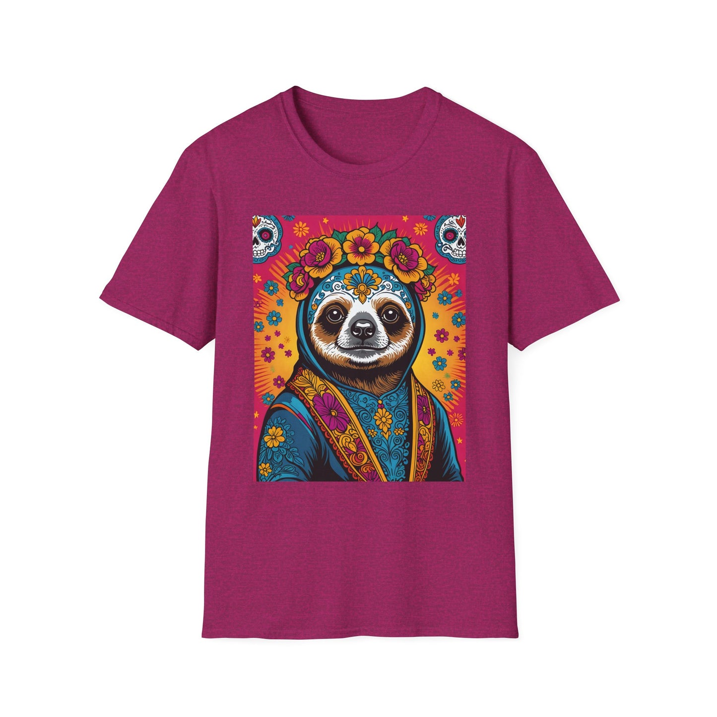 Boho Sloth T Shirt Trippy Animal Graphic Tee Colorful Festival Top Gift for Sloth Lovers