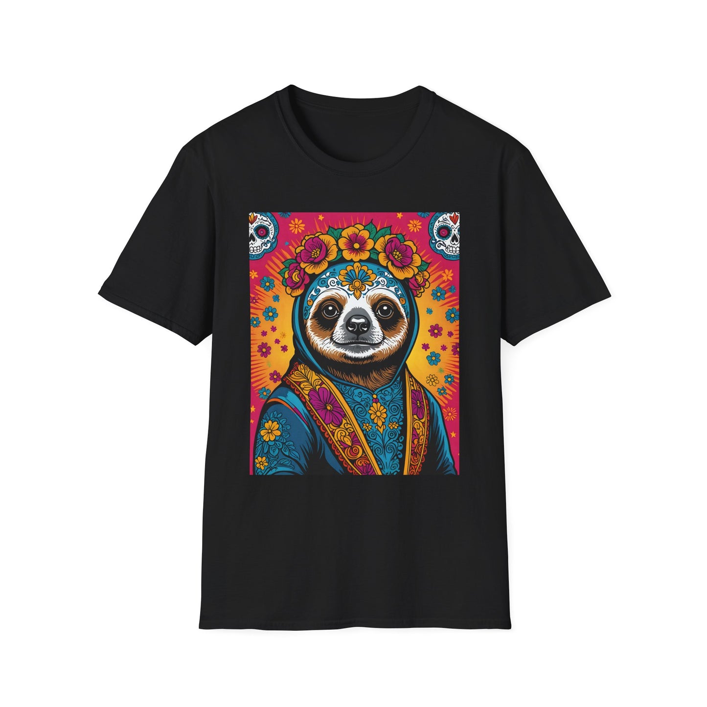 Boho Sloth T Shirt Trippy Animal Graphic Tee Colorful Festival Top Gift for Sloth Lovers