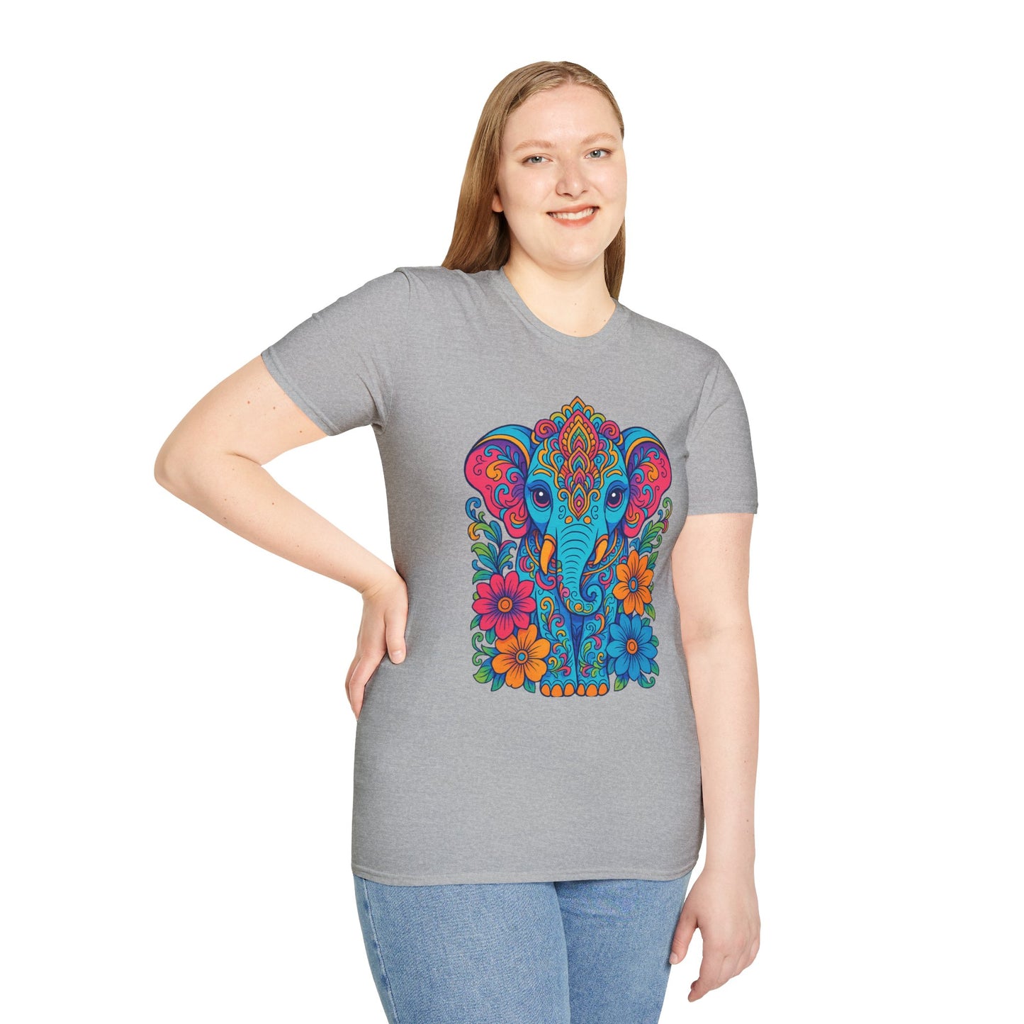 Colorful Elephant Shirt Trippy Boho Floral Art Tee Gift for Yoga Lovers Psychedelic Animal Fans and Free Spirits Who Rock Vibrant Festival Style