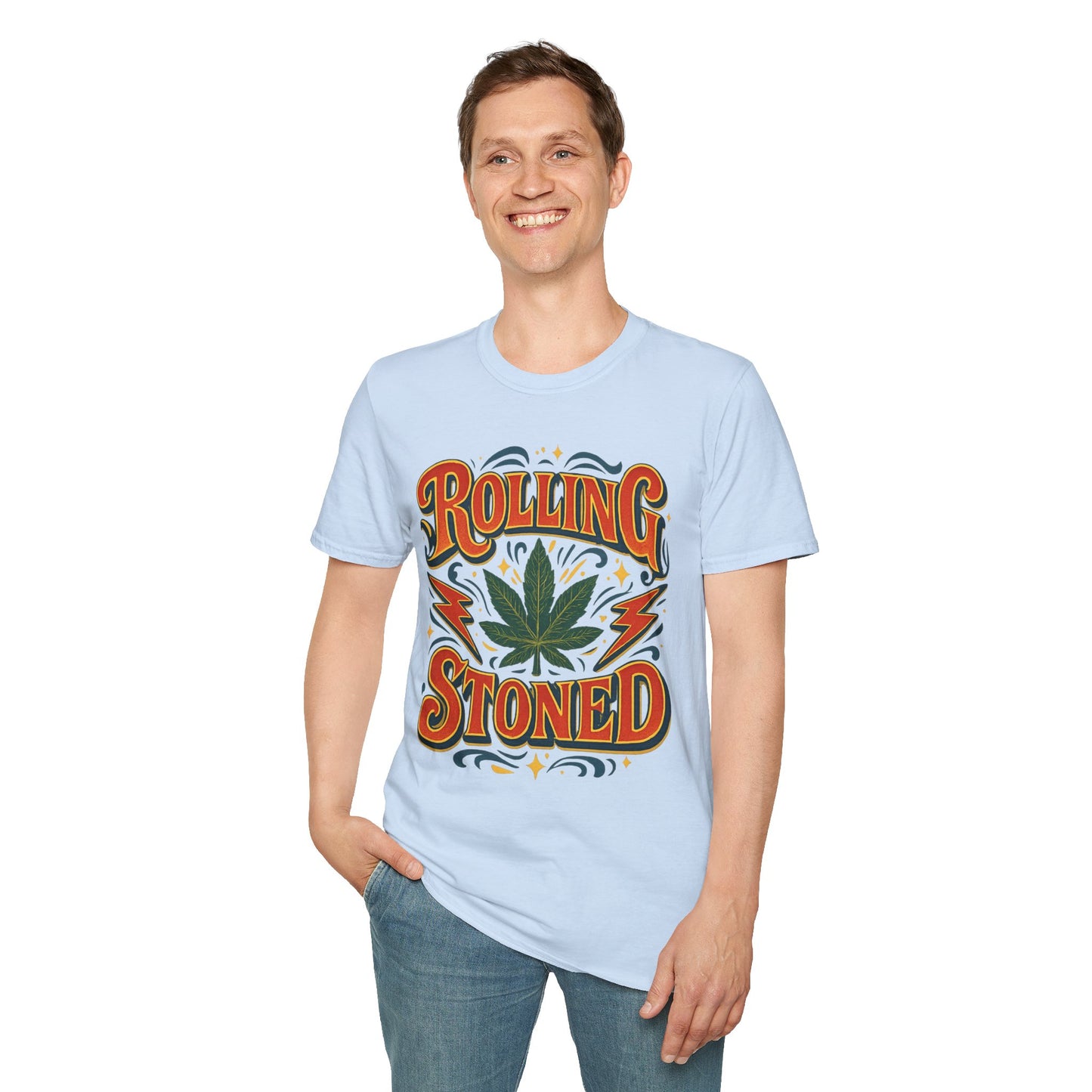 Rolling Stoned Weed Shirt – Funny Cannabis Leaf Tee – Gift for Potheads, 420 Smokers, Stoner Music Fans, and Chill Marijuana Enthusiasts