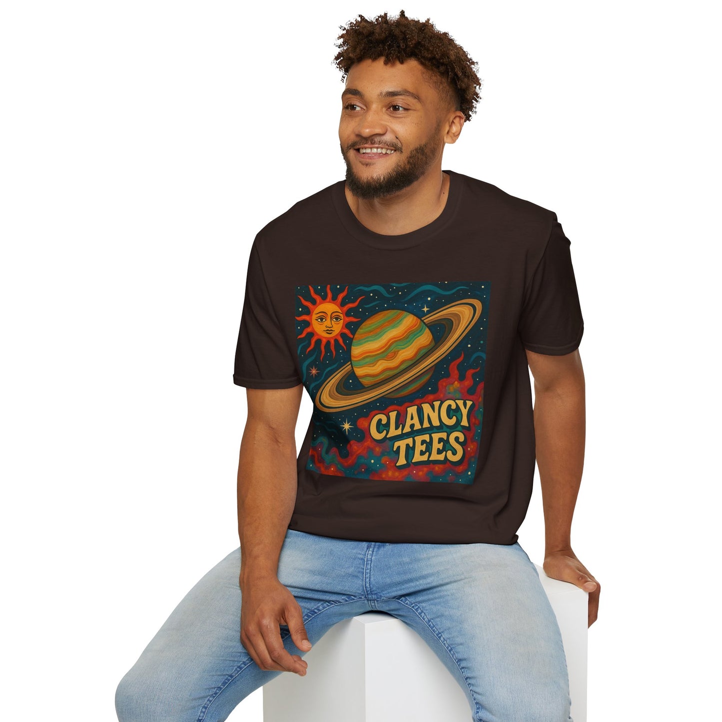 Saturn Sun Shirt – Retro Psychedelic Planet Graphic Tee with Groovy Outer Space Art – Gift for Astronomers, Daydreamers, and Cosmic Wanderers