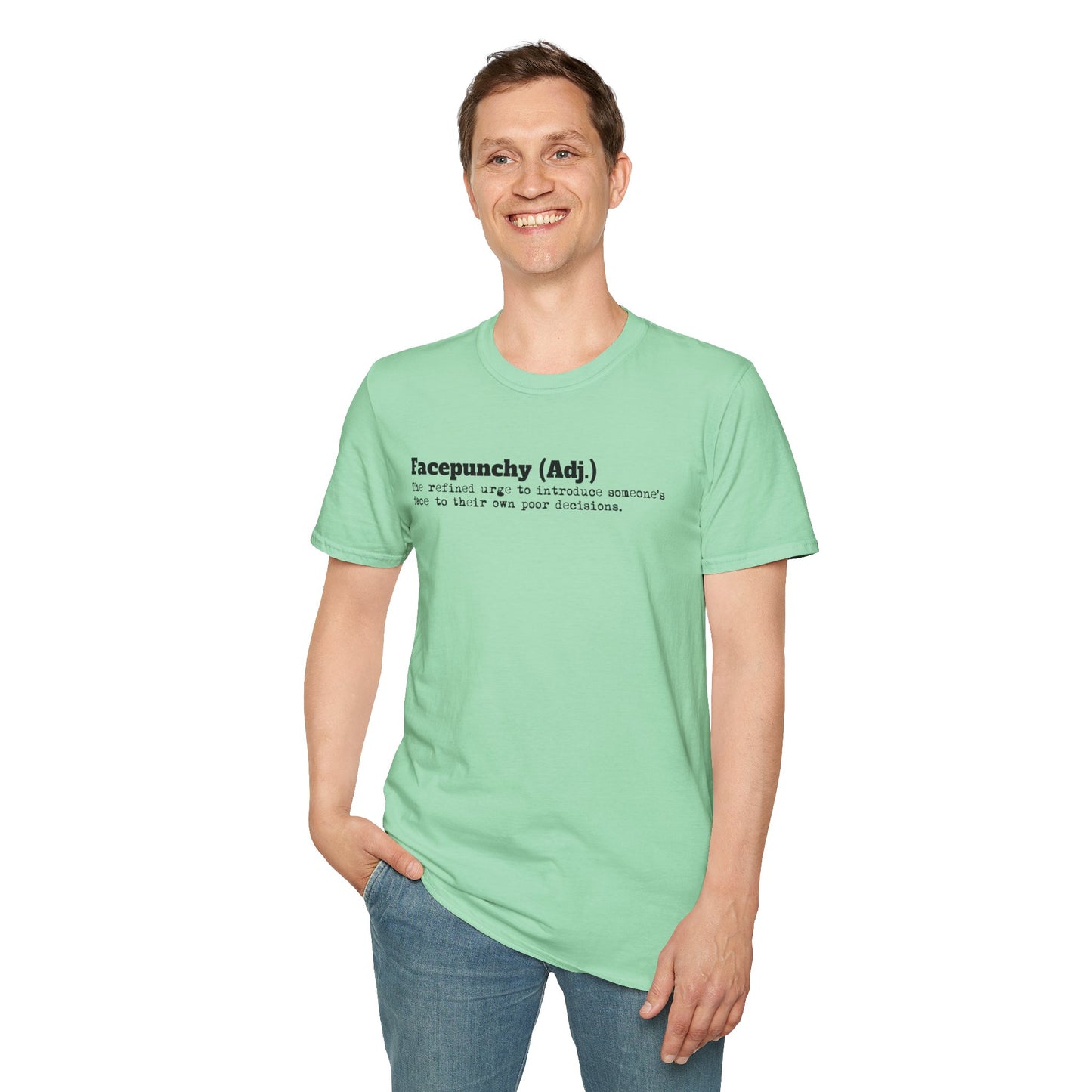 Facepunchy Definition T-Shirt Sarcastic Text Tee Funny Dictionary Shirt for Snarky People Gift for Coworkers with Attitude Passive Aggressive Humor
