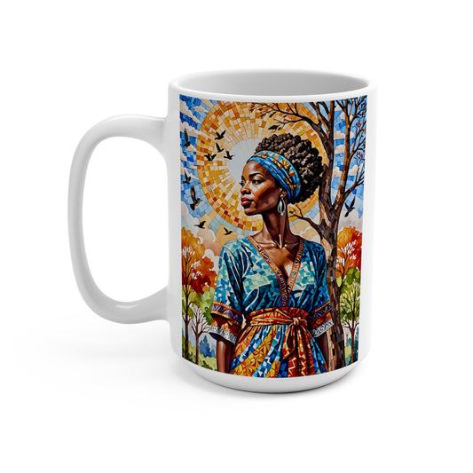 Afrocentric Queen Ceramic Mug African Art Coffee Cup Cultural Goddess Artwork Gift