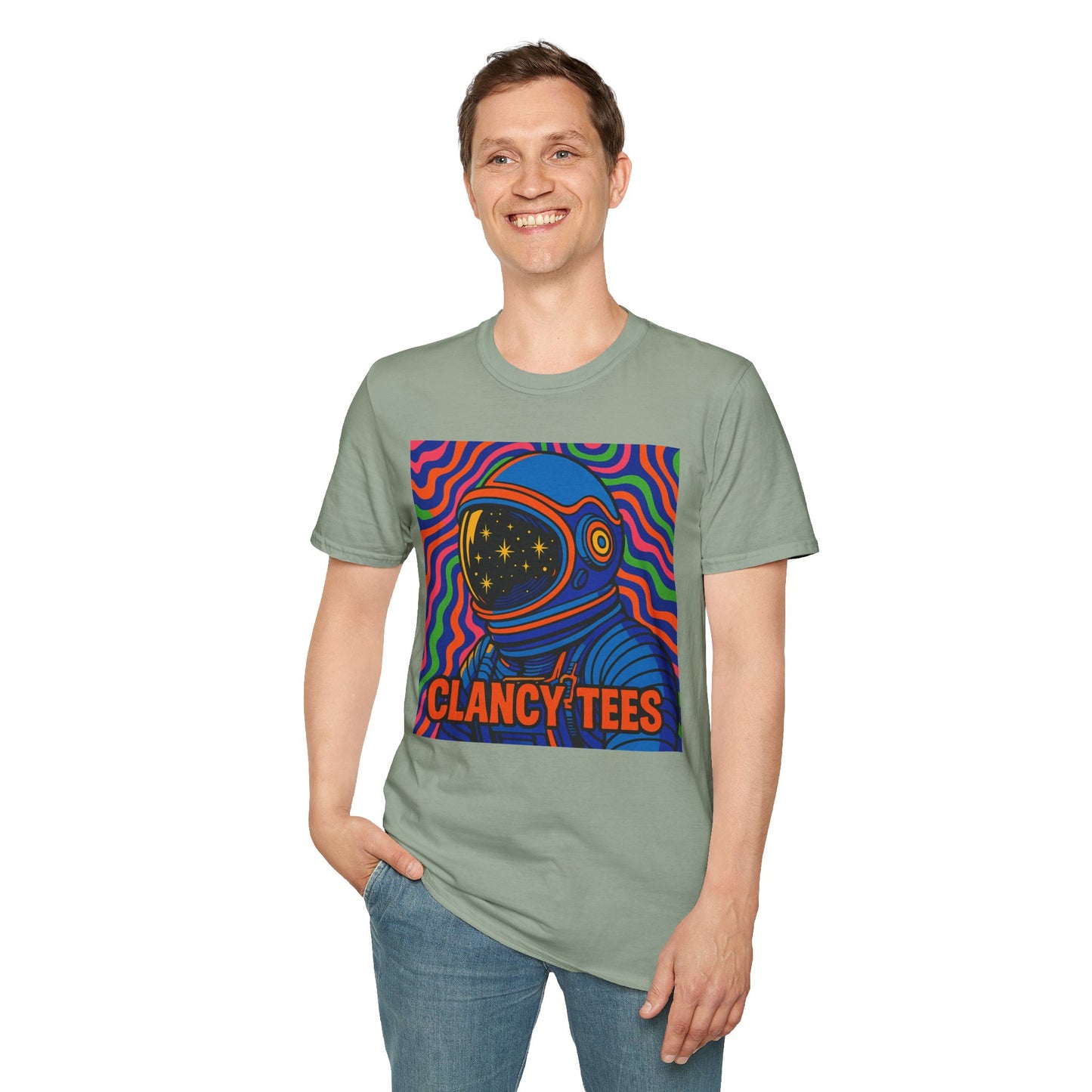 Cosmic Astronaut T-Shirt - Unisex Softstyle Tee, Space Lover Gift, Retro Vibes, Festival Wear, Graphic Tee