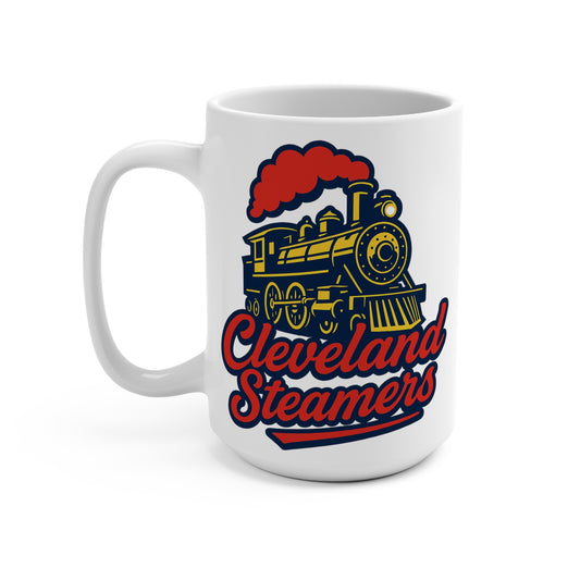 Cleveland Steamers Mug Funny 15oz Ceramic Coffee Cup Retro Train Design Gift For Sports Fans