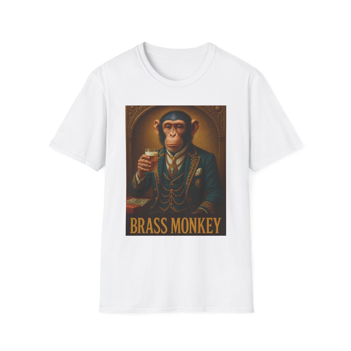 Brass Monkey T-Shirt Funny Retro Monkey Drinking Tee | Gift for Whiskey Lovers | Classy Drunk Humor Shirt | Animal Drinking Party Tee