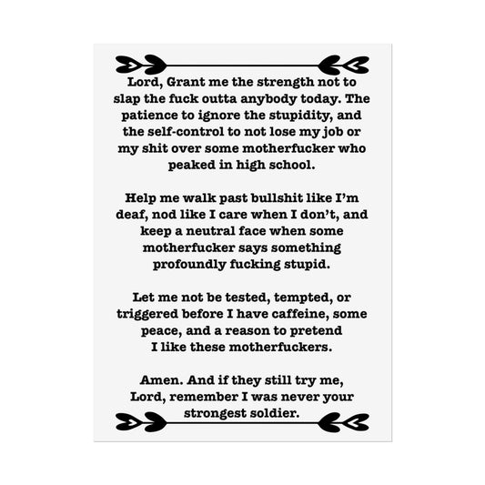 ClancyTees Serenity Prayer Poster Funny Profane Wall Art Office Humor Print Gift for Coworkers