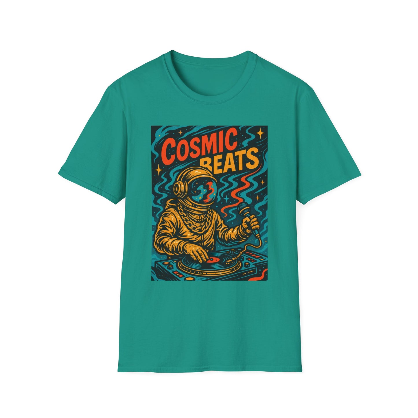 Astronaut DJ Shirt Cosmic Beats Tee Space Music Graphic Gift for EDM Lovers