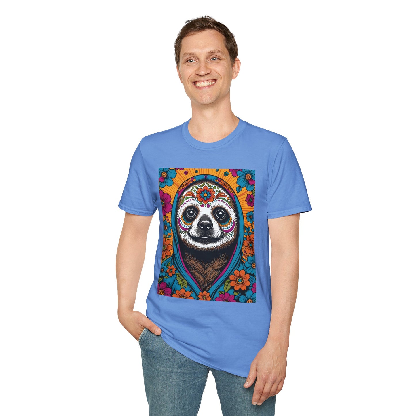 Psychedelic Sloth T Shirt Trippy Animal Graphic Tee Colorful Festival Top Gift for Sloth Lovers