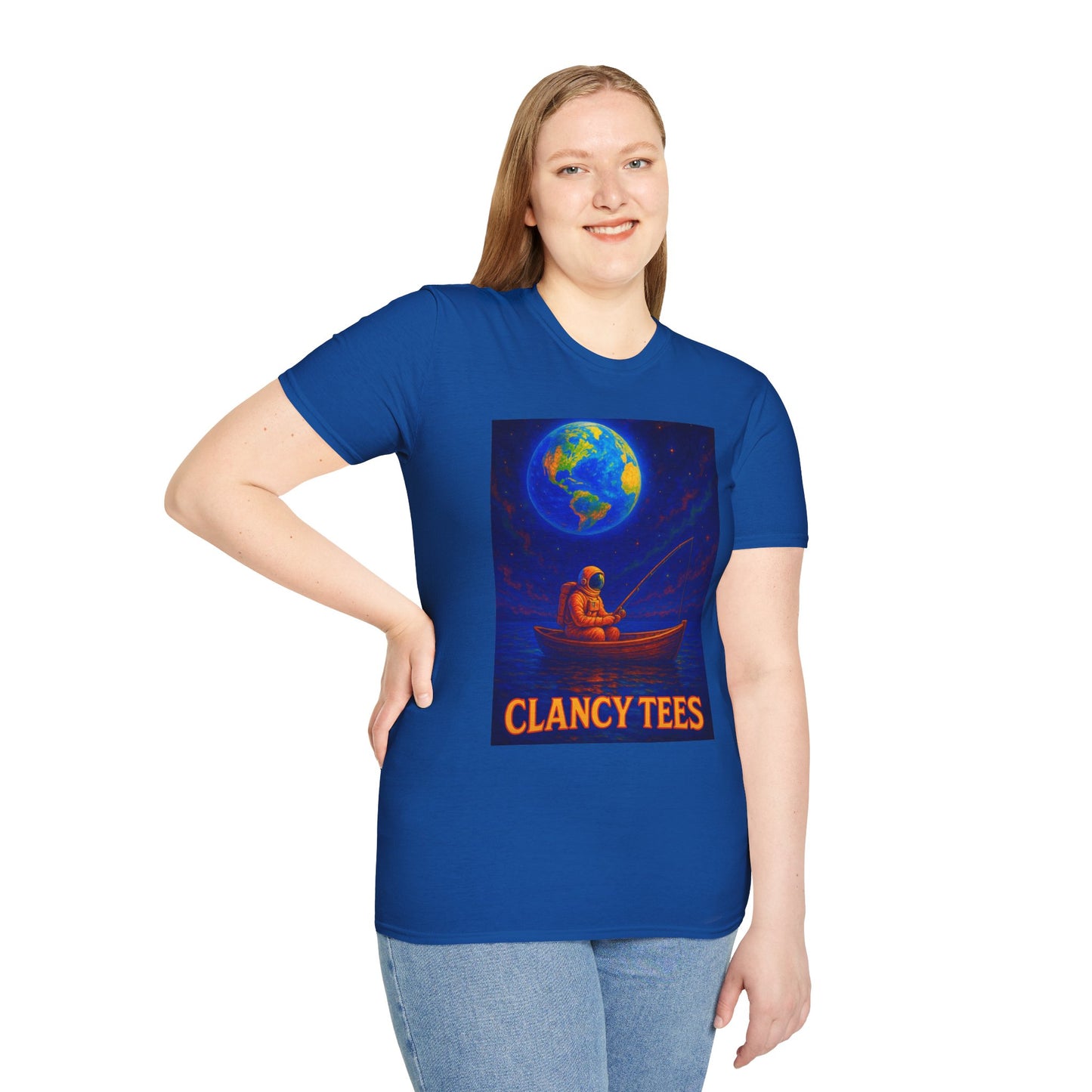 Space Fisherman Graphic T-Shirt, Chill Vibes Tee, Eco-Friendly Gift, Outdoor Enthusiast Apparel, Perfect for Holidays & Summer