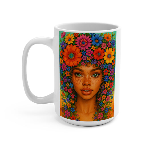 Flower Crown Goddess Mug Colorful Ceramic Coffee Cup Boho Art Gift For Friends