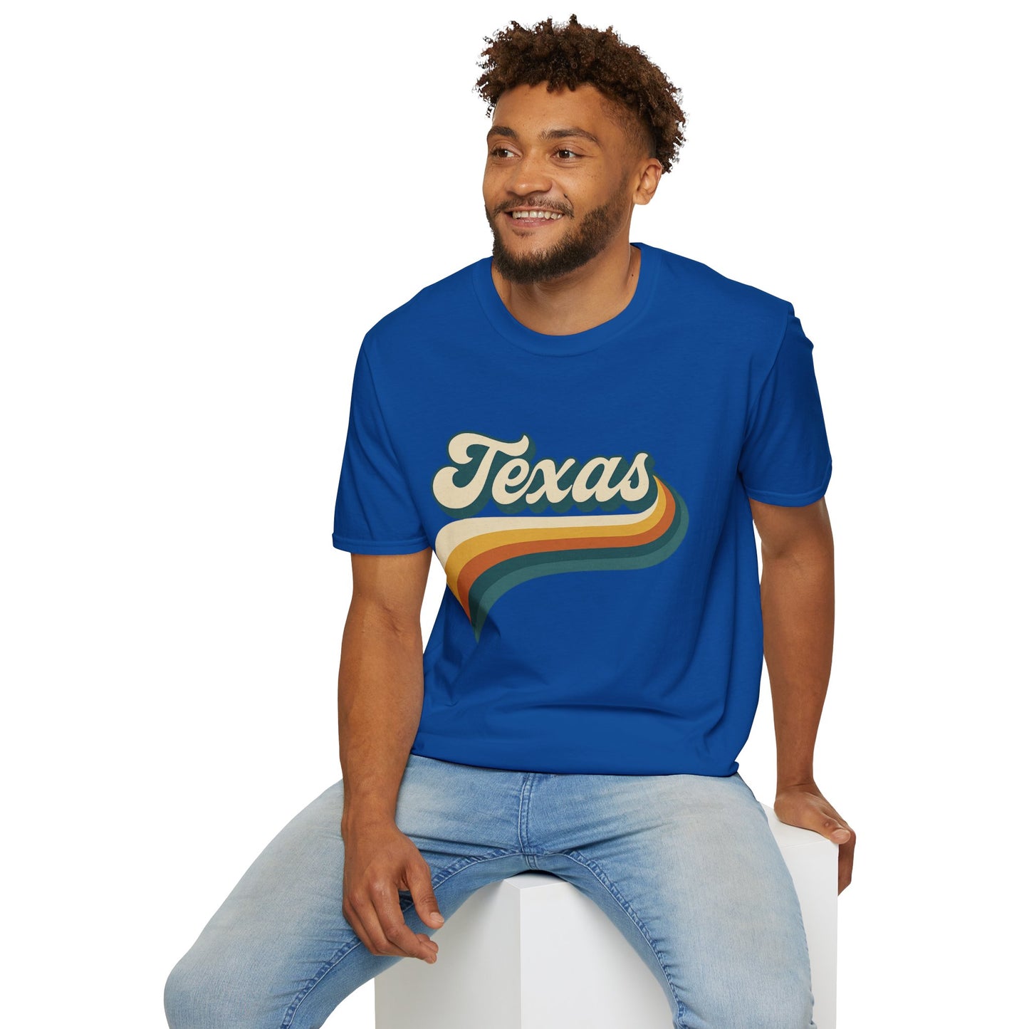 Retro Texas Shirt – Vintage Style Texas Wave Tee • Gildan Softstyle® Unisex Comfort • Gift for Texans • Groovy Southern State Pride Shirt