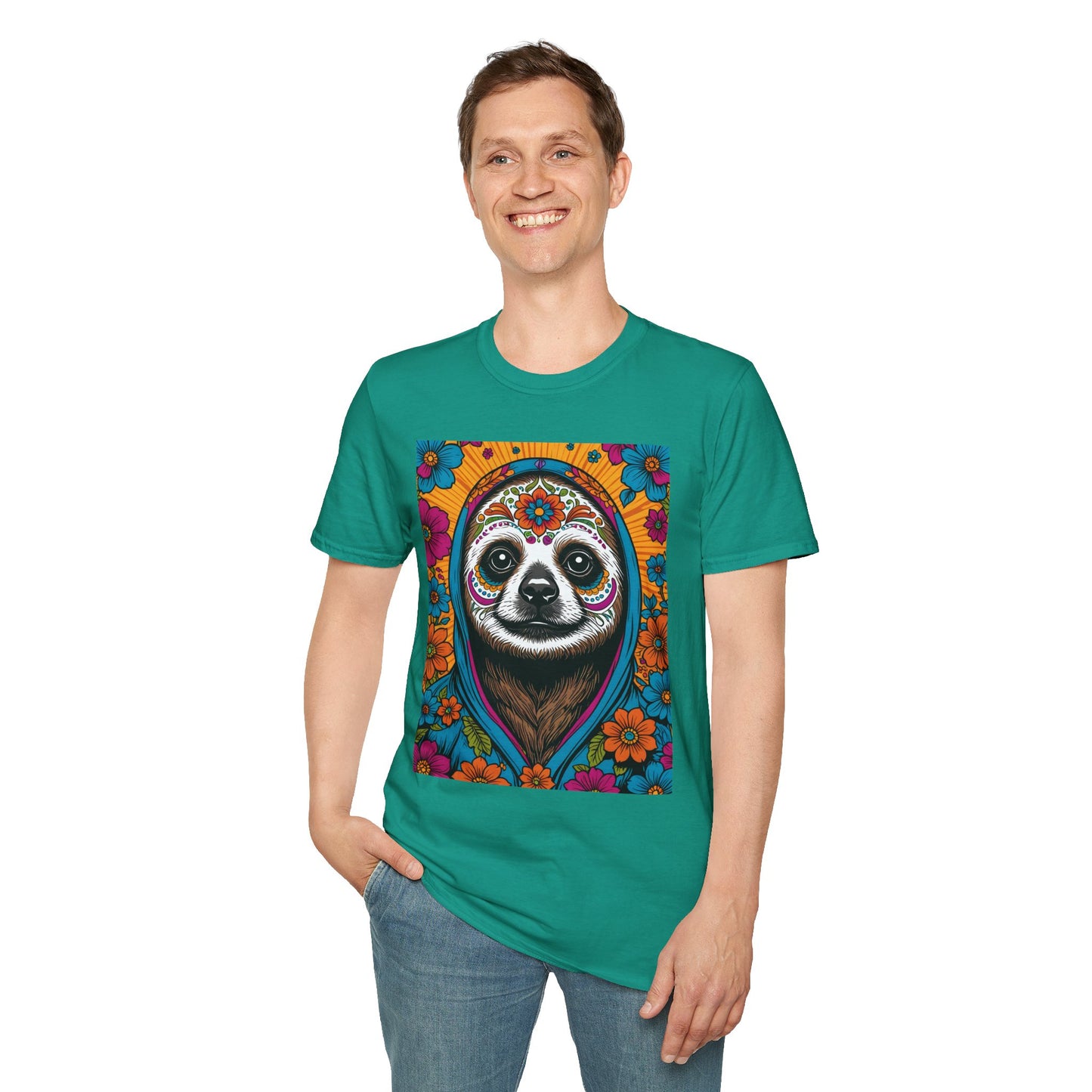Psychedelic Sloth T Shirt Trippy Animal Graphic Tee Colorful Festival Top Gift for Sloth Lovers