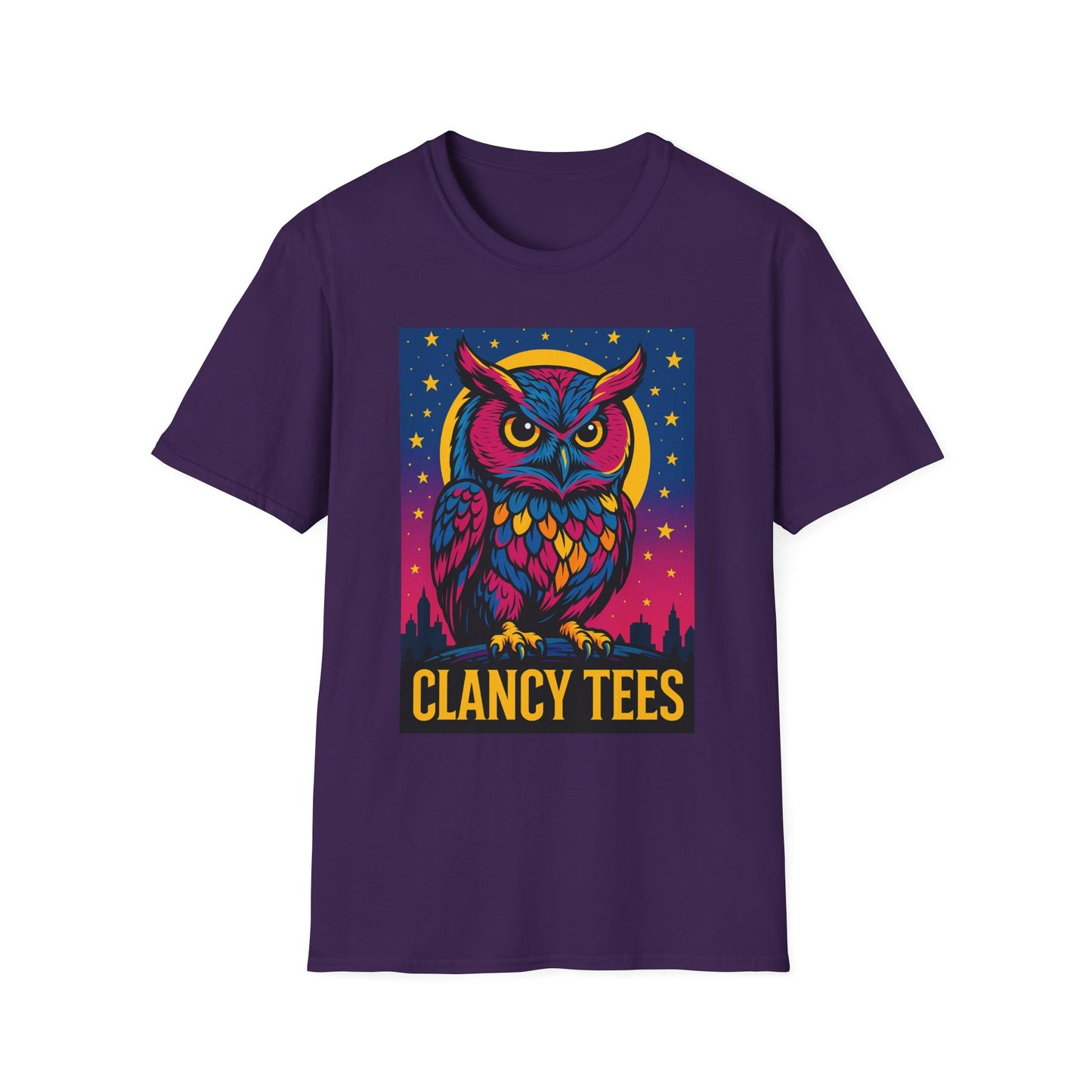 Psychedelic Owl Shirt with Stars and Moon | Trippy Forest Animal Tee | Gift for Night Owls and Weirdos | Bold Colorful Nature Graphic Tee