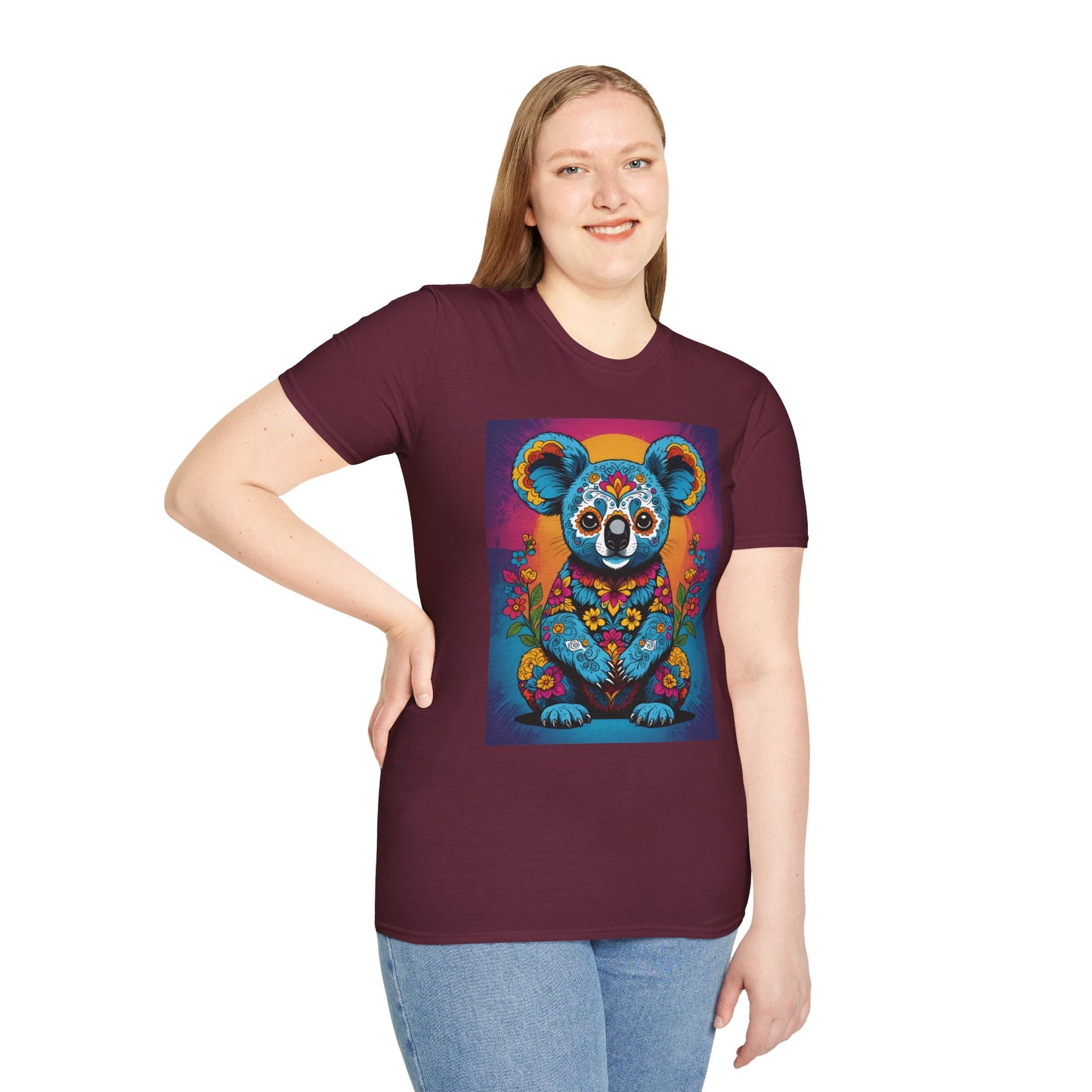 Psychedelic Koala T Shirt Trippy Animal Graphic Tee Colorful Festival Top Gift for Nature Lovers