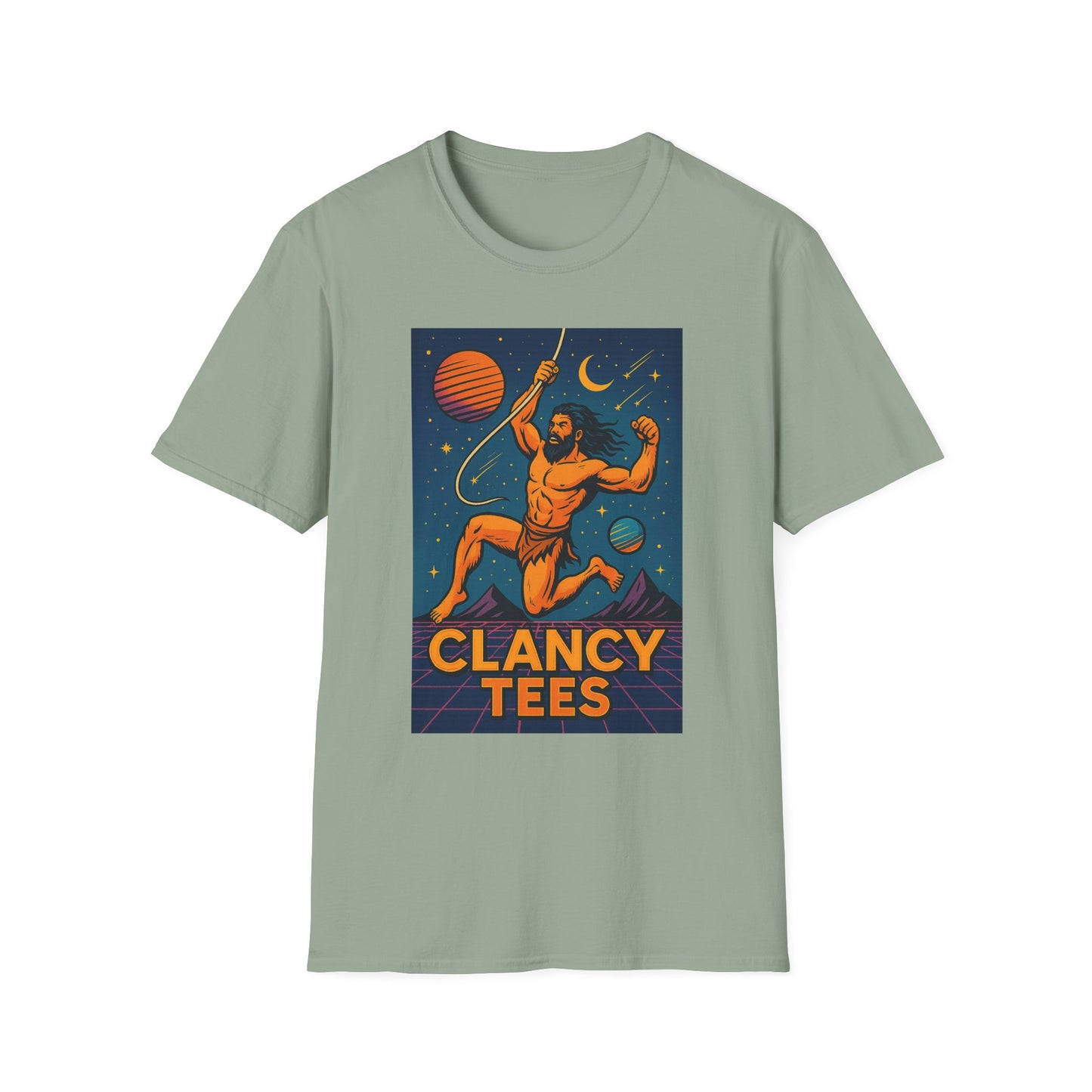 Retro Space Graphic Unisex Softstyle T-Shirt, Fun Casual Wear, Gift for Space Lovers, Cute Vintage Tee, Everyday Comfort Shirt