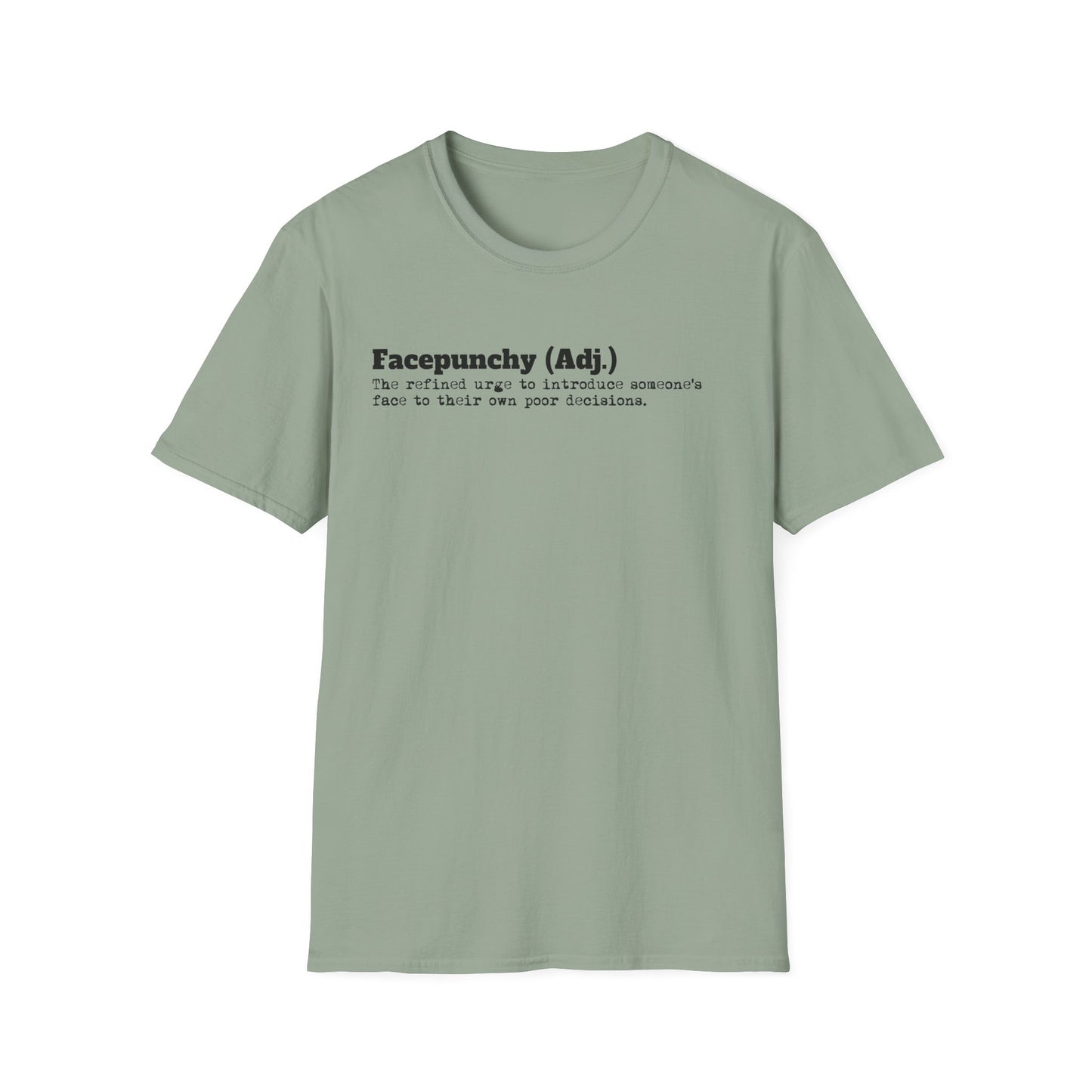 Facepunchy Definition T-Shirt Sarcastic Text Tee Funny Dictionary Shirt for Snarky People Gift for Coworkers with Attitude Passive Aggressive Humor