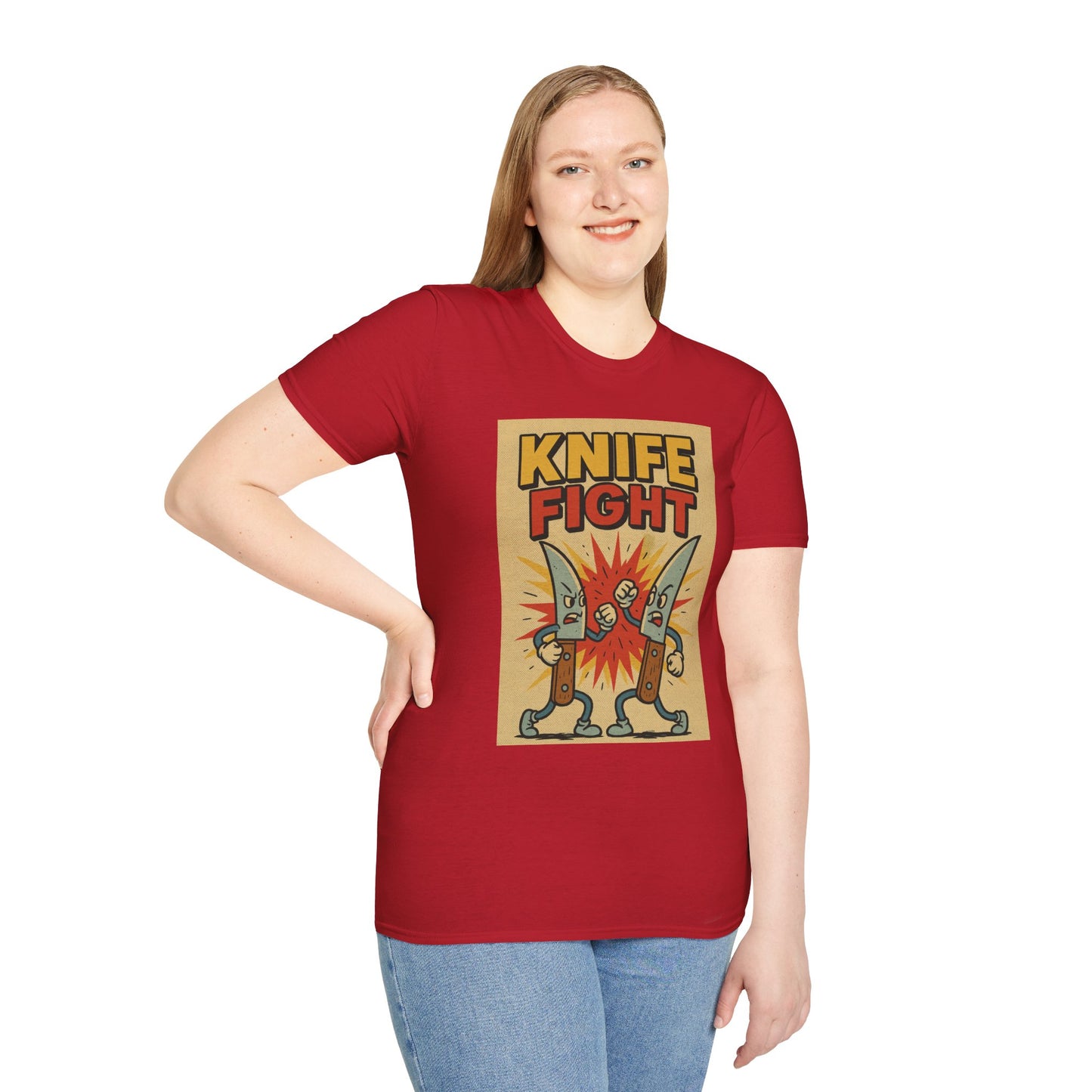 Retro Knife Fight Graphic T-Shirt, Funny Tee, Casual Unisex Clothing, Gift for Him or Her, Unique Humor Shirt