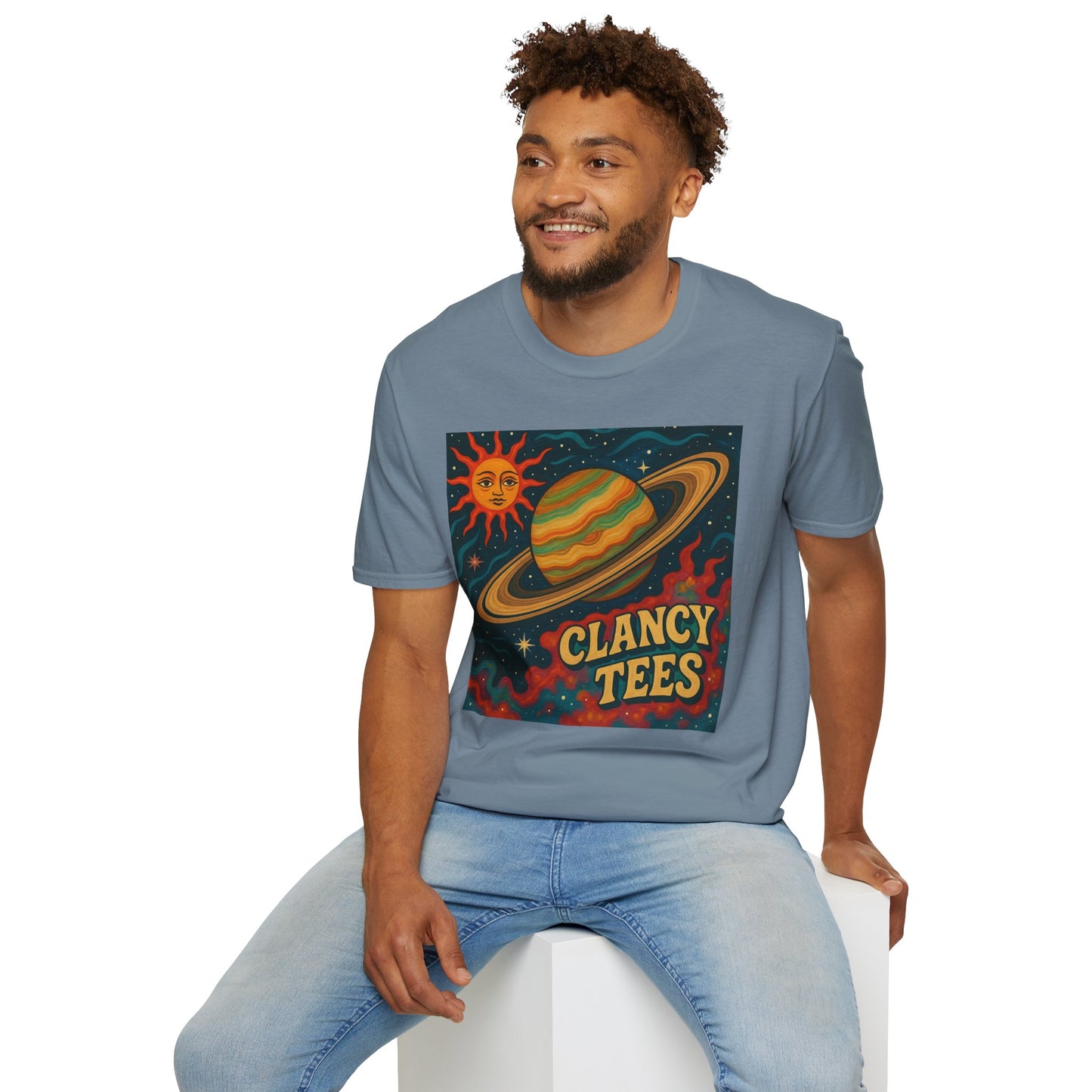 Saturn Sun Shirt – Retro Psychedelic Planet Graphic Tee with Groovy Outer Space Art – Gift for Astronomers, Daydreamers, and Cosmic Wanderers