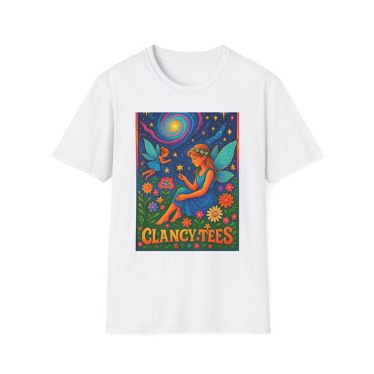 Fairy Garden T-Shirt Whimsical Fantasy Graphic Tee Cosmic Nature Shirt Gift for Dreamers Gift for Fairy Lovers Vibrant Magical Artwork